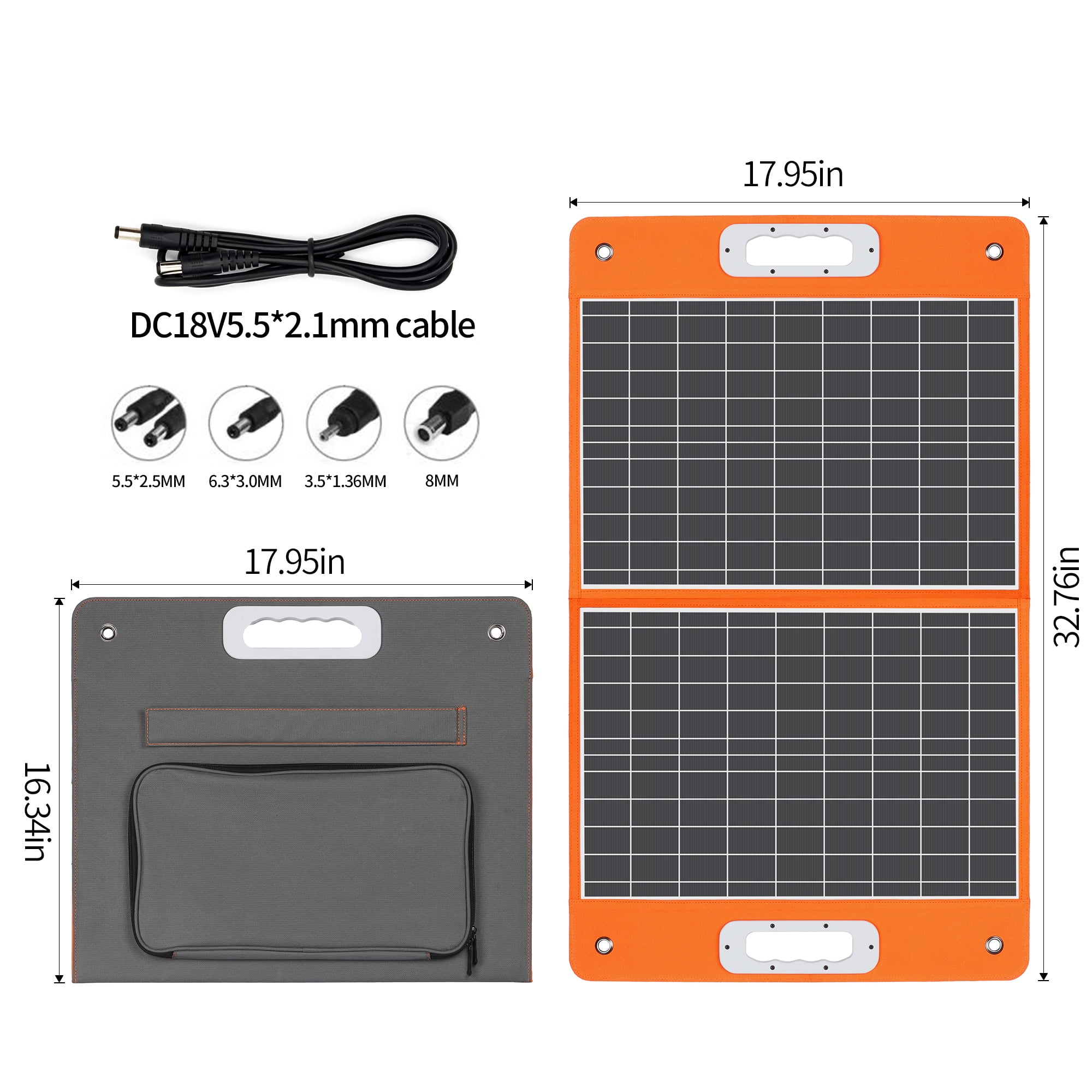 Flashfish 60W Portable Solar Panel for Power Station, 18V Foldable Solar Charger with Adjustable Kickstand & Type-C USB Output for Outdoor Charging Camping - Image 5