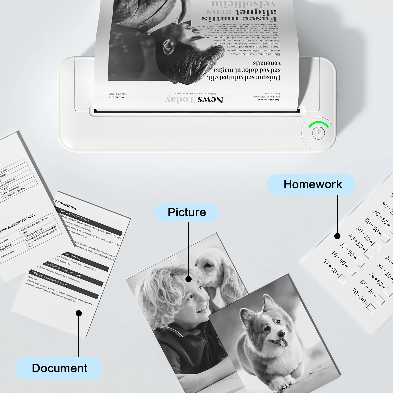 VILINICE Bluetooth Printer, 8.27" Wide A4 Paper, Portable Thermal Inkless Printer with APP - Image 5