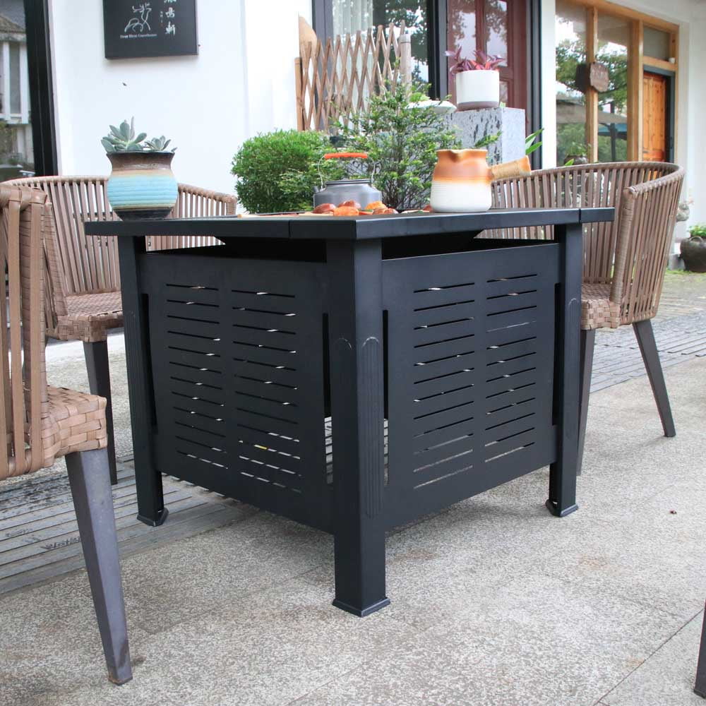 2 in 1 Smokeless Fire Pit Table for Outdoor Patio, Square Steel Heater with Removable Lid, Grill Over Stove, Multifunctional Firepit Table for Garden, Deck, Balcony, Backyard - Image 8