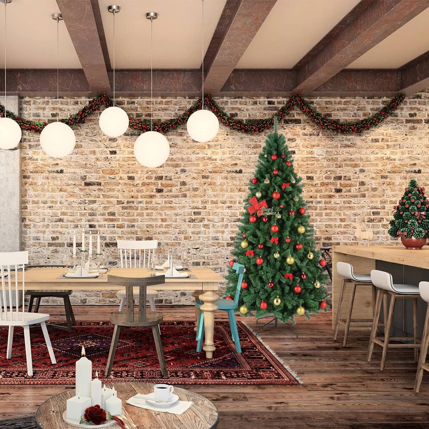 HONGGE 6ft Christmas Tree with 1000 Branch Tips Artificial Xmas Tree with Metal Hinges & Foldable Base Perfect for Indoor and Outdoor Holiday Decoration (6ft) - Image 7