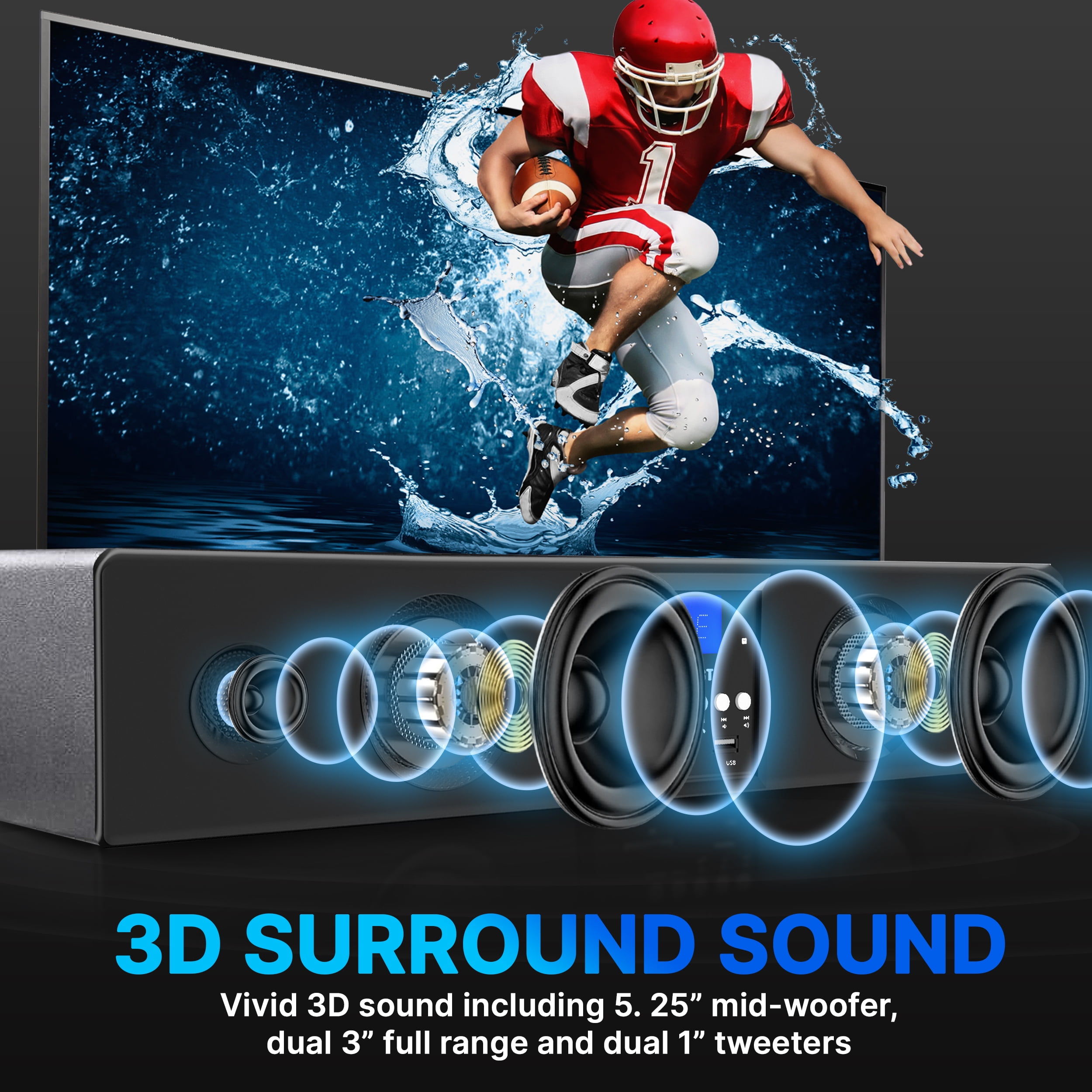 Pyle 24In 300W Bluetooth 3D Dolby 5.1 Soundbar Speaker System with Remote - Image 7