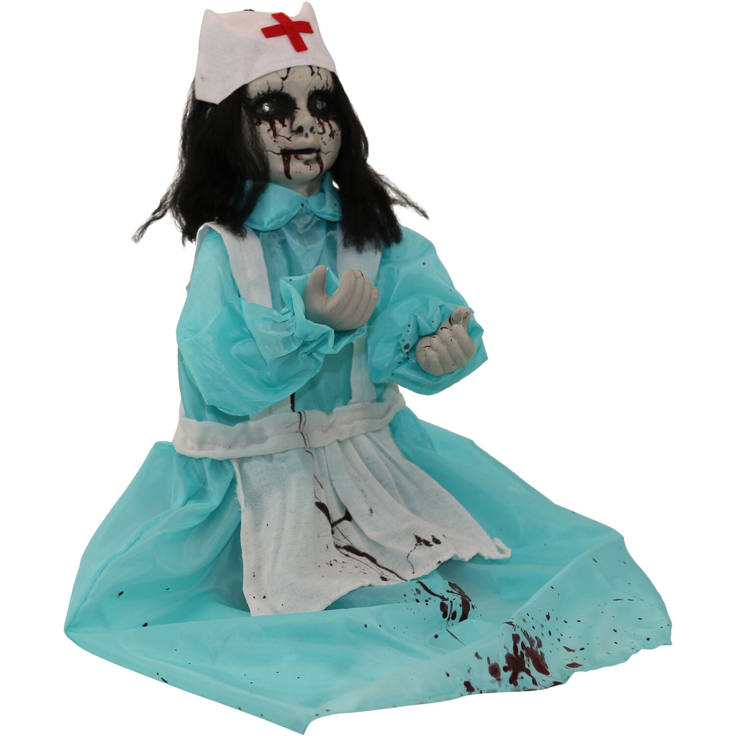 Haunted Hill Farm 1.8 ft Animatronic Nurse Carrie, Halloween Animatronic Outdoor Decoration, HHMNNURS-1FLS - Image 9