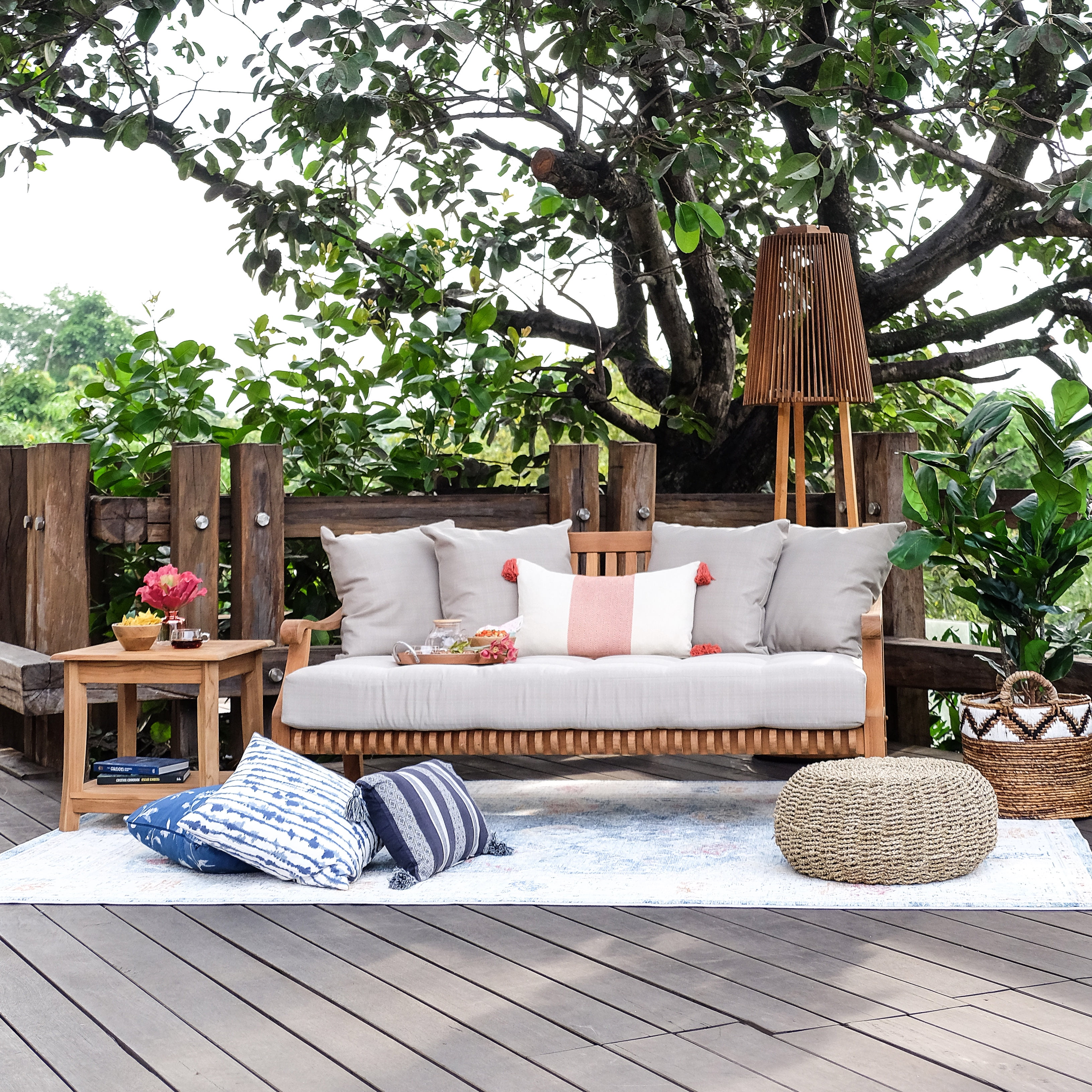 Mosko Teak Patio Side Table with Shelf - Image 8