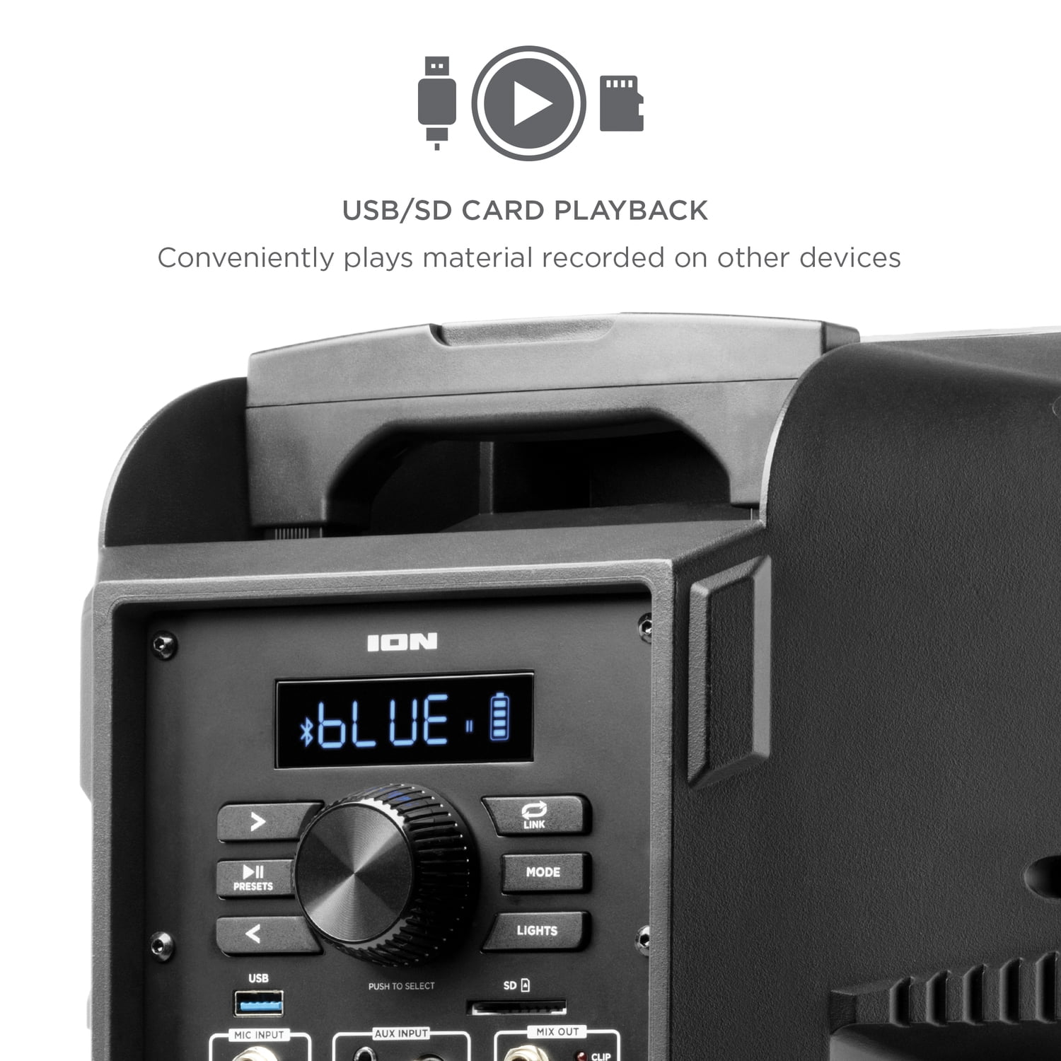 ION Power Glow 300 Portable Bluetooth Party System Speaker with Lights, Microphone, and Stereo-Link, POWERGLOW300XUS - Image 7