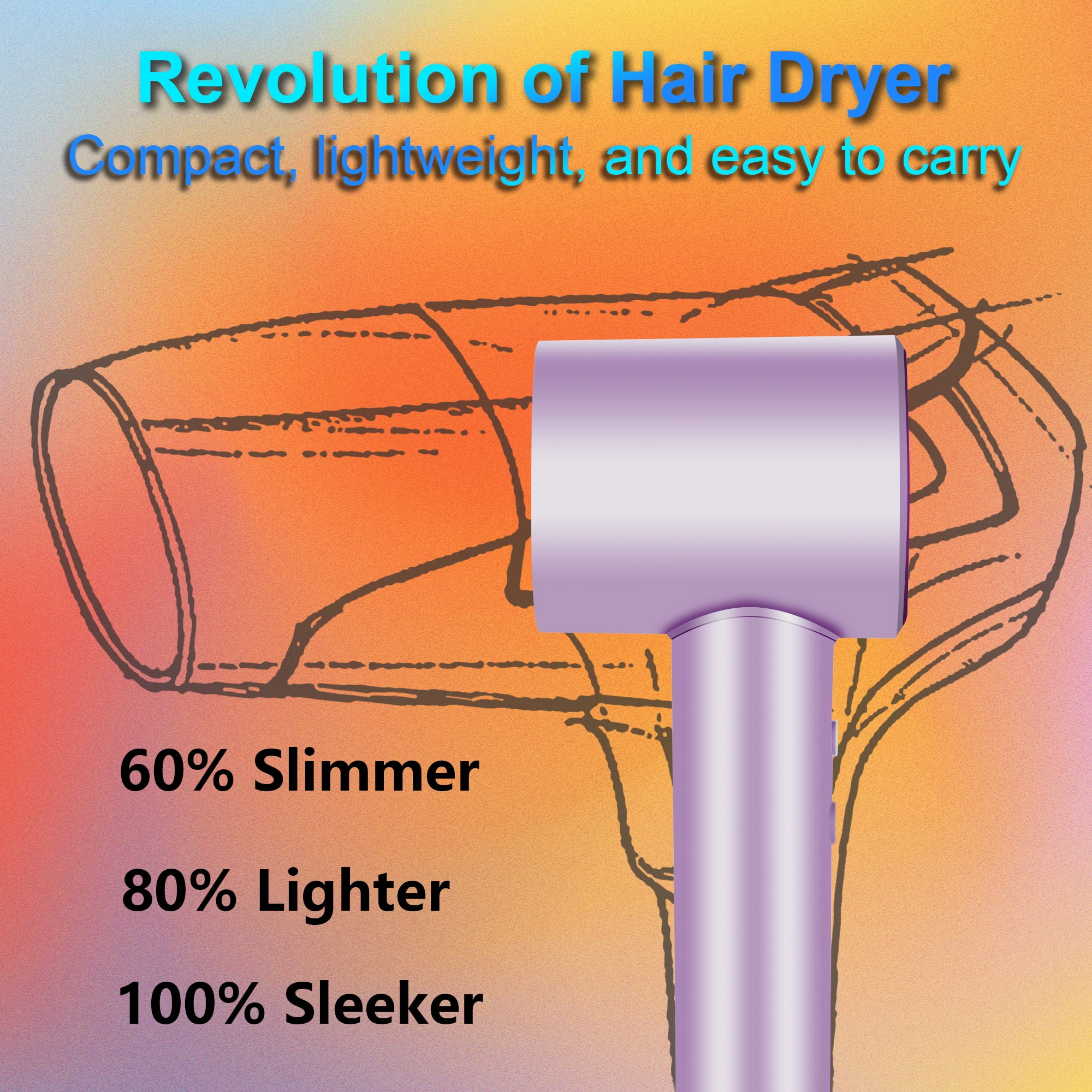 Pentantan Ionic Hair Dryer, 110,000 RPM High-Speed Blow Dryer with 3 Heating, 2 Speed, Lightweight for Home, Travel, Salon, Gift - Image 8