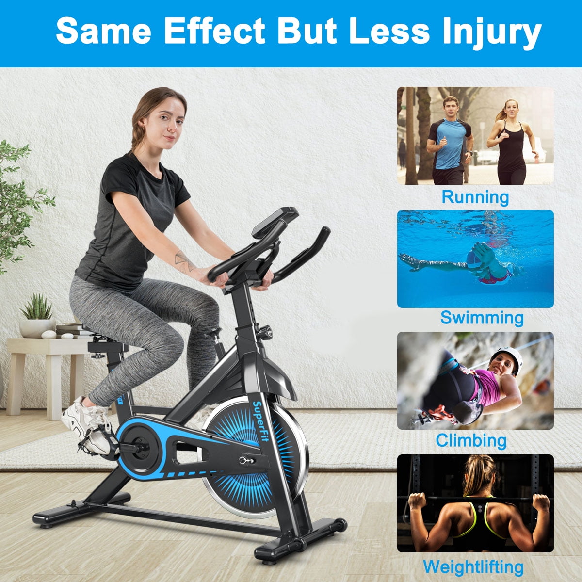 SuperFit Indoor Cycling Stationary Bike Belt Drive Adjustable Resistance - Image 12