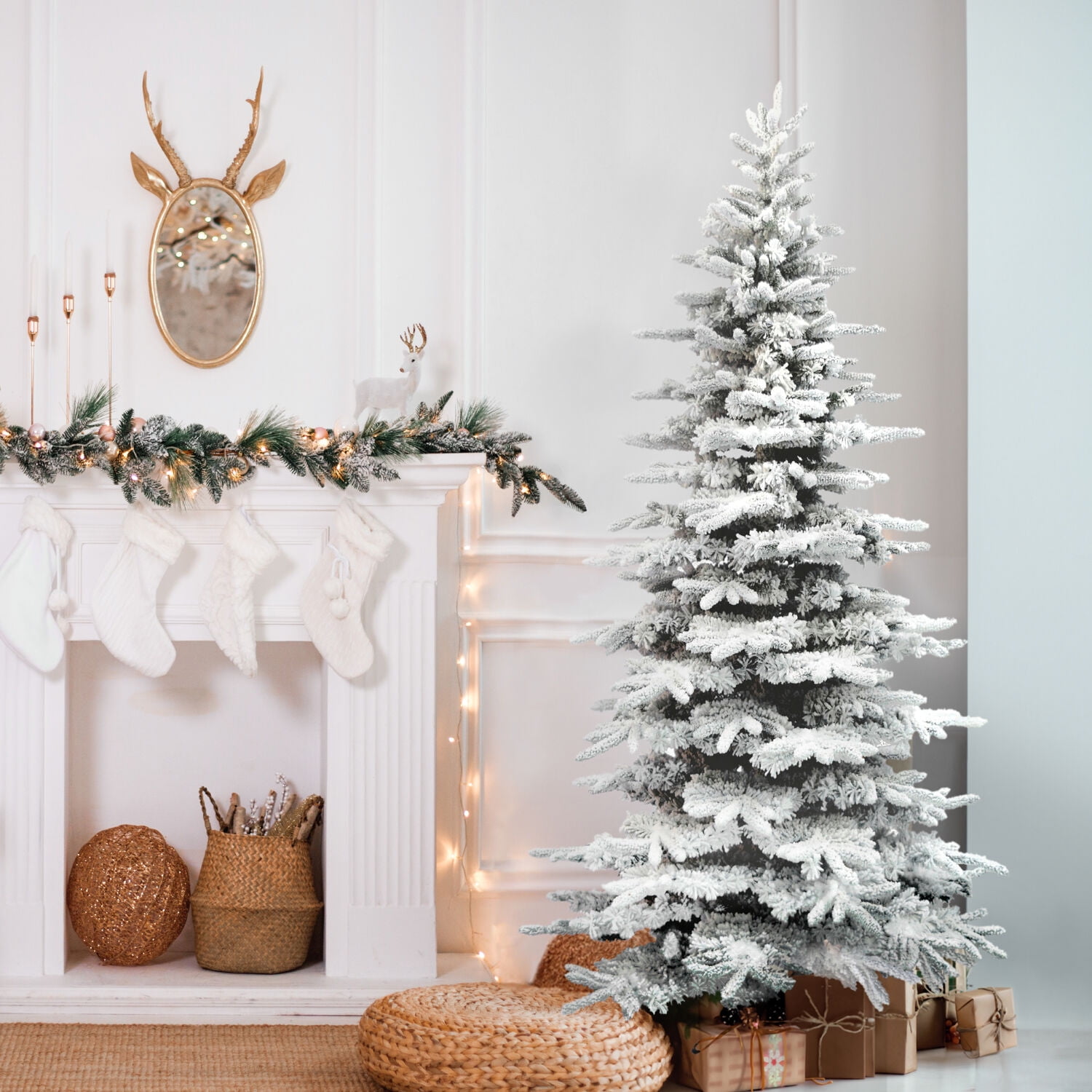 Fraser Hill Farm 6.5-Ft. Flocked Pine Valley Christmas Tree, FFPV065-0SN - Image 11