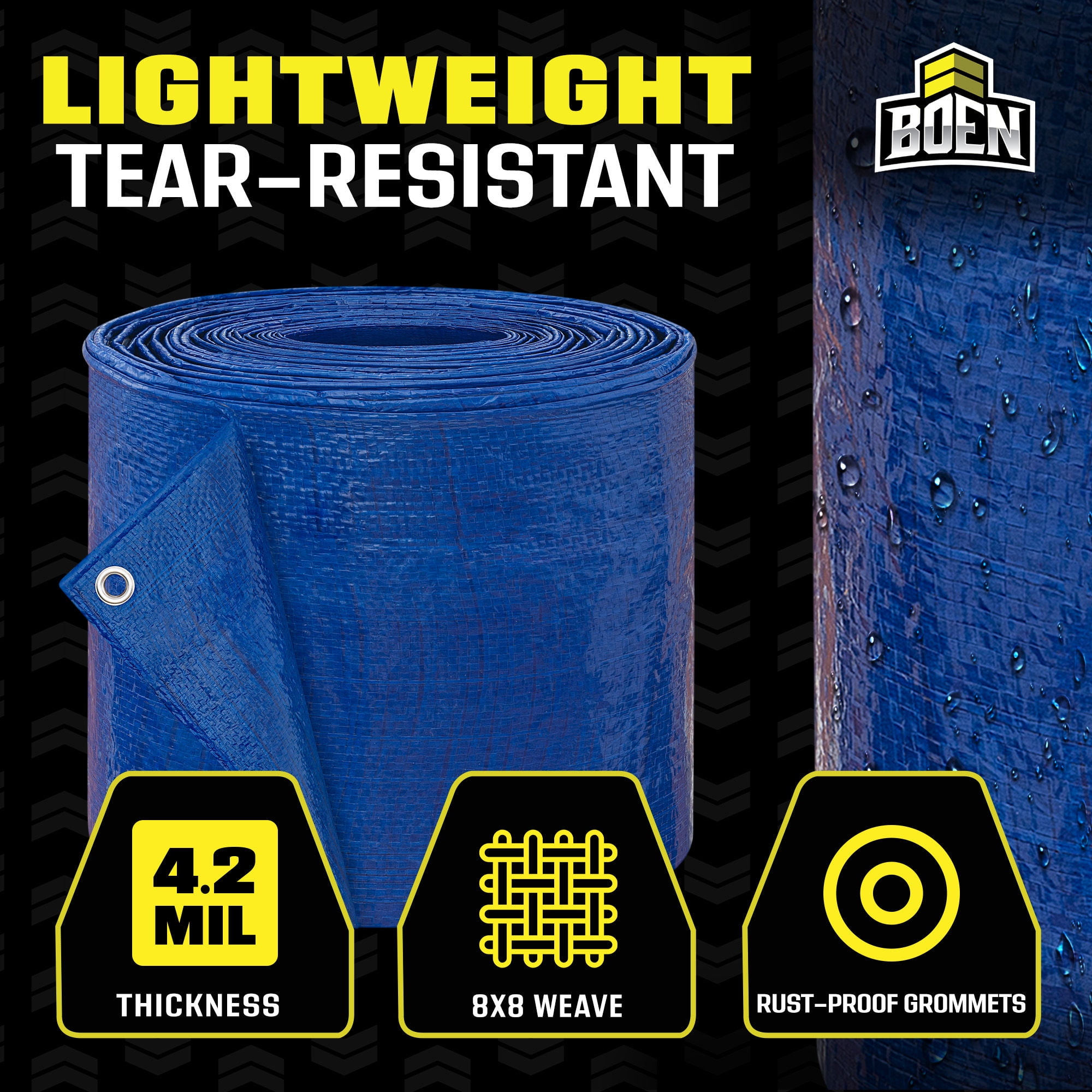 30 ft. x 60 ft. Multi-Purpose Blue Poly Tarp Cover 4.2 Mil Thick Weave Material, Waterproof - Image 4
