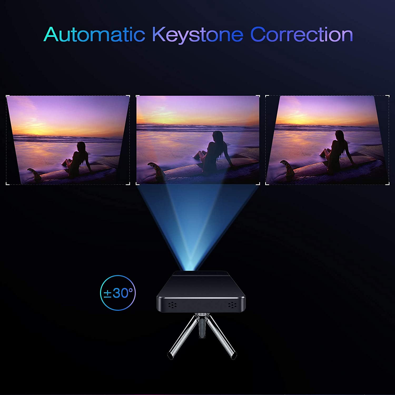 AKASO WiFi 1080P Pocket-Sized DLP Portable Projector with Rechargeable Battery, Black - Image 6