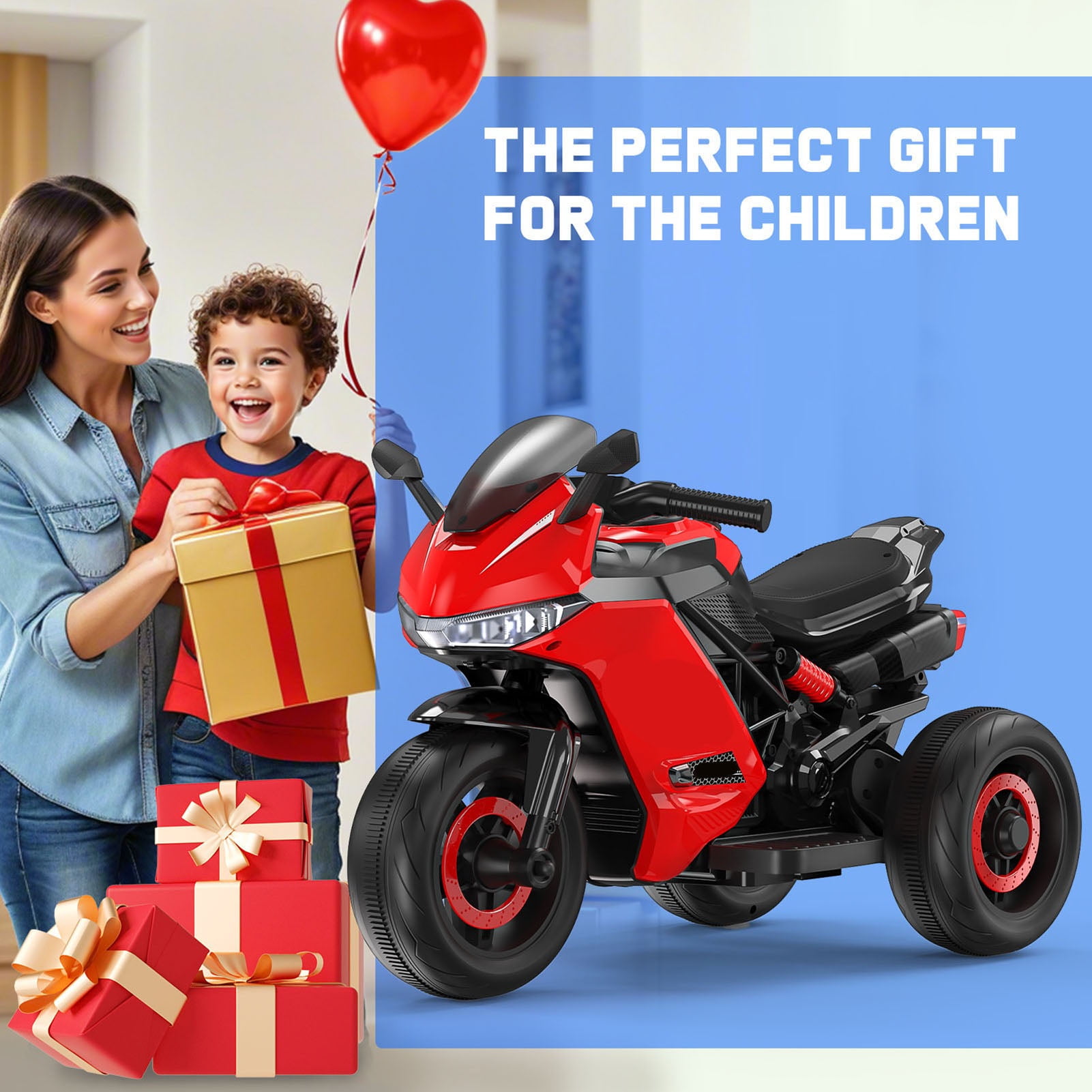 12V Motorcycle for Kids, Electric Motorcycle with 3 Wheels&Music ,Ride on Toys for Boy Girl - Image 4