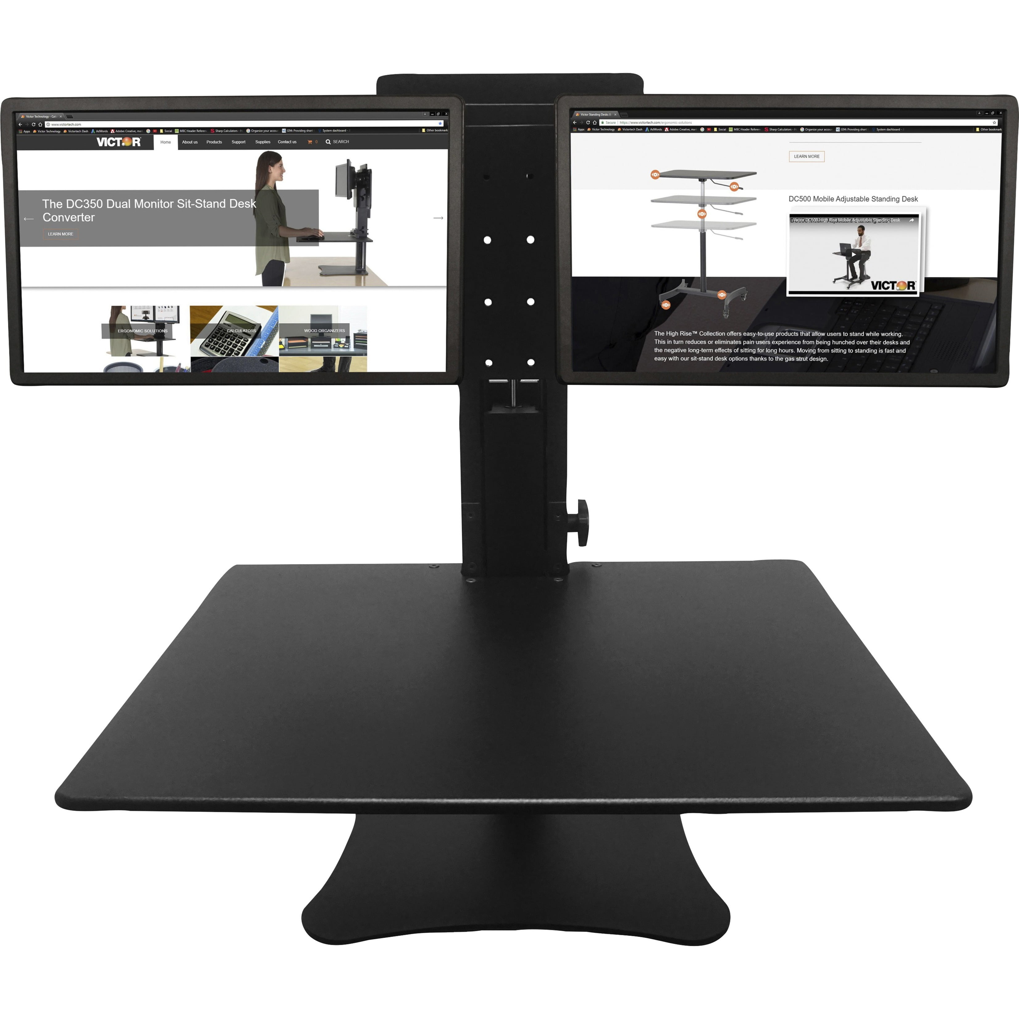 Victor Technology DC350 High Rise™ Collection Dual Monitor Sit-Stand Desk Converter 28 x 23 x 15.5 Blk - Image 15