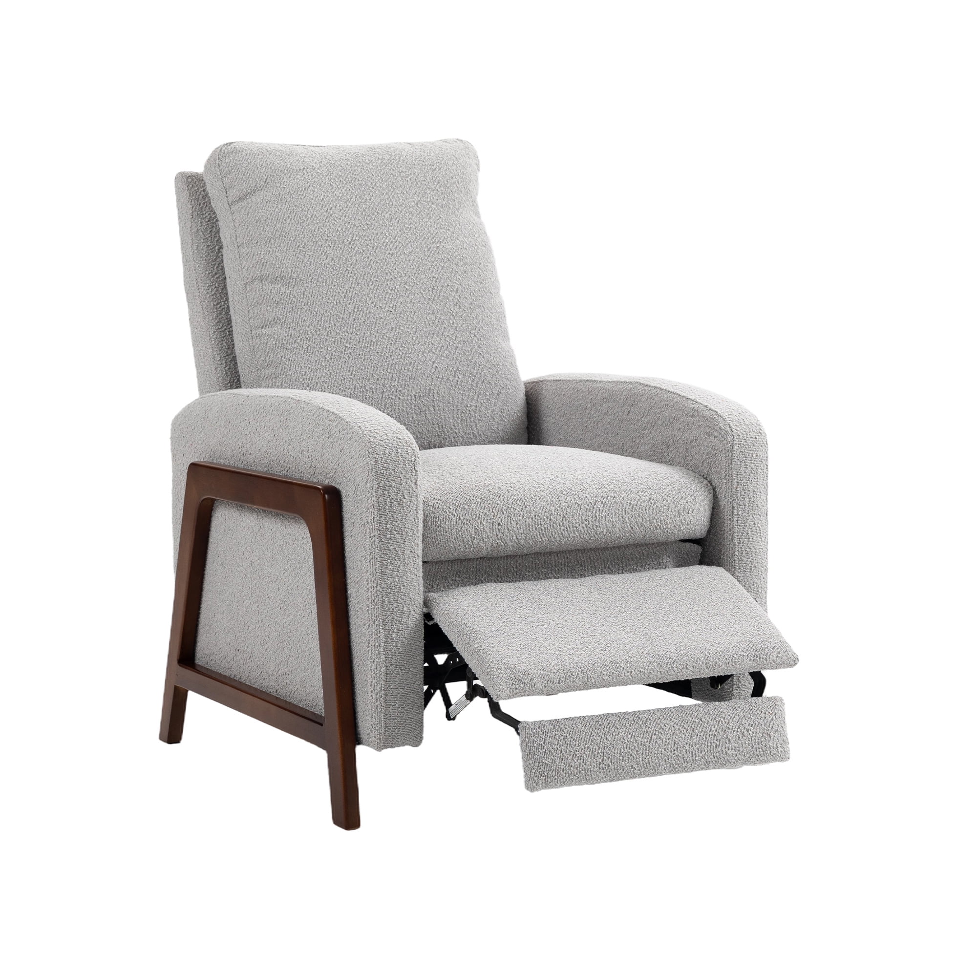 Aukfa Manual Recliner Chair, Wooden Single Armchair for Living Room Bedroom, Boucle, Gray - Image 4