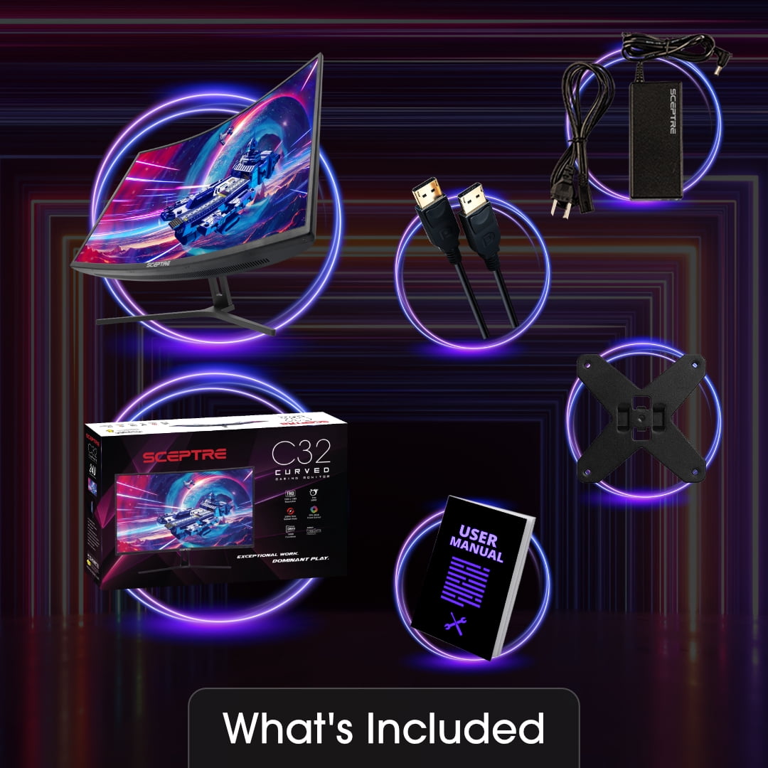 Sceptre 32-inch Curved Gaming Monitor up to 240Hz DisplayPort 165Hz 144Hz DisplayPort HDMI 99% sRGB AMD FreeSync Build-in Speakers, Machine Black (C325B-185RD) - Image 3