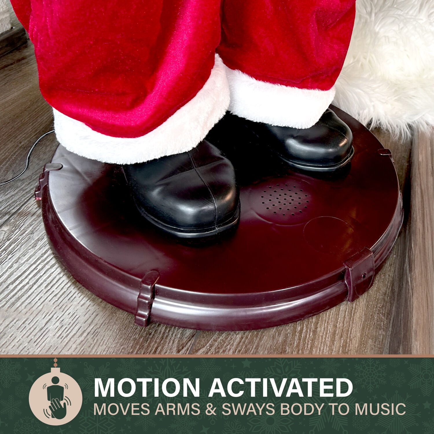 Fraser Hill Farm 4.8 ft Life-Size Dancing Santa Claus with Teddy Bear and Toy Sack Animatronic Figurine, FASC058D-14RED - Image 20