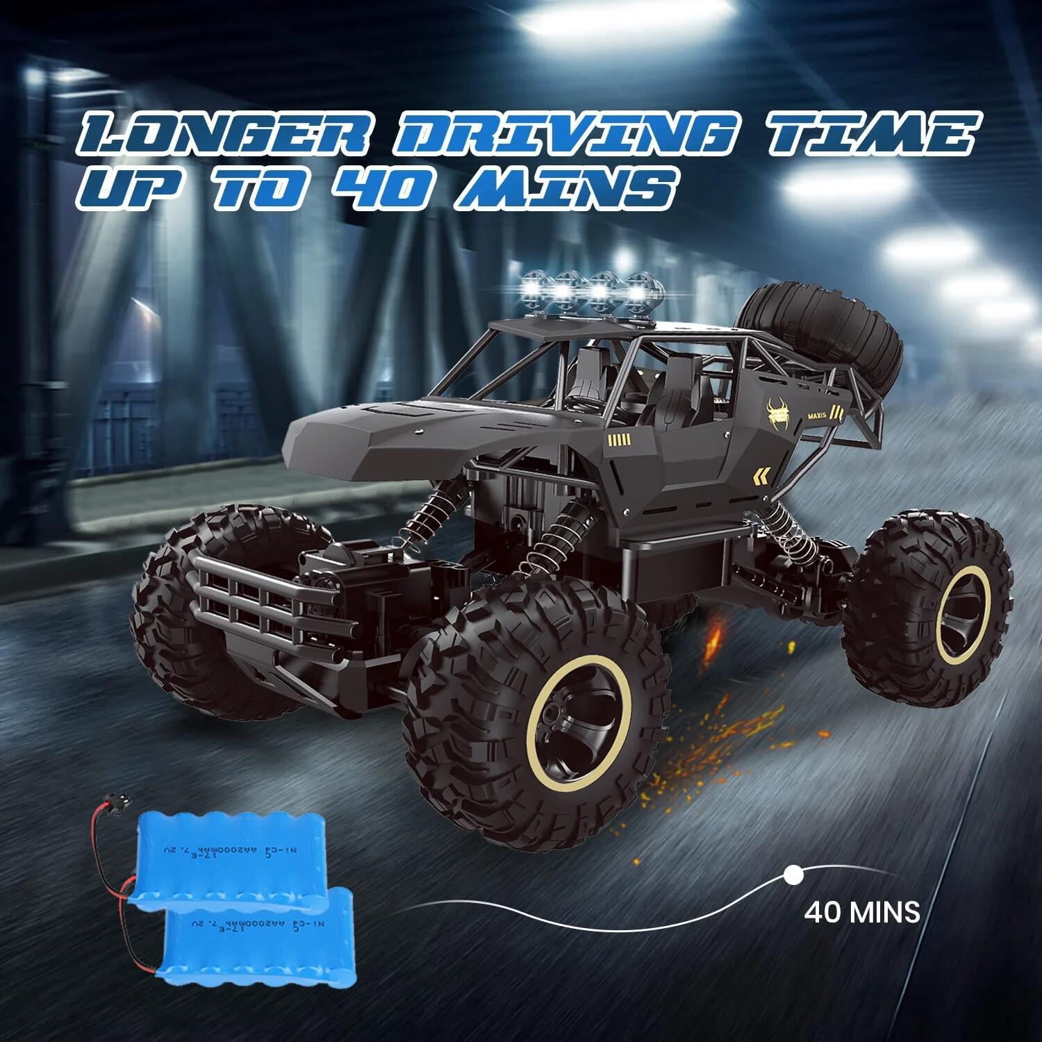 4DRC 1:12 Rc Car,off Road Truck Remote Control Car Metal Shell 2.4G 4WD Dual Motors, with 2 Batteries Black - Image 5