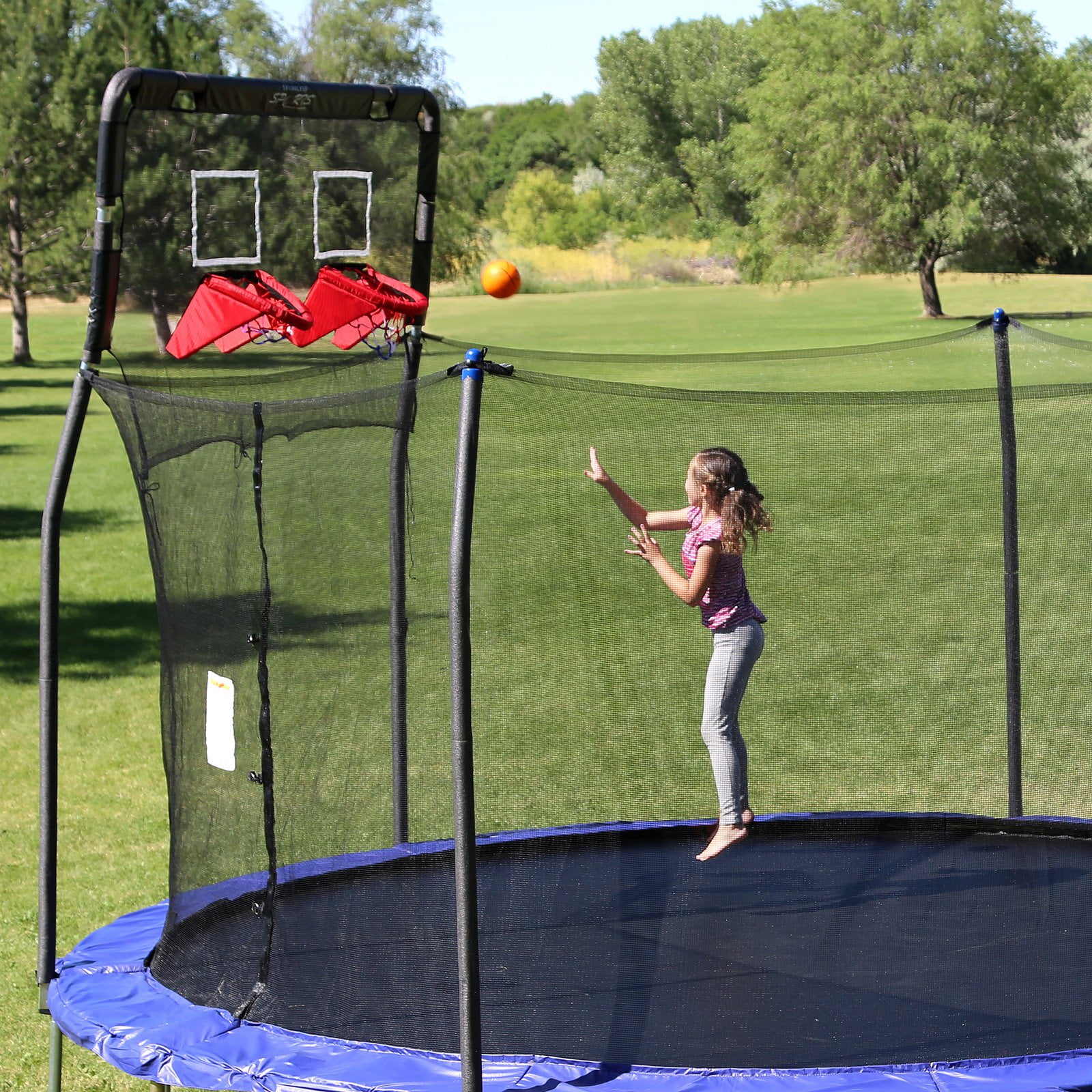 Skywalker Trampolines 15' Double Basketball Hoop Accessory - Includes 2 Foam Basketballs, Trampoline Add-On Game - Image 4