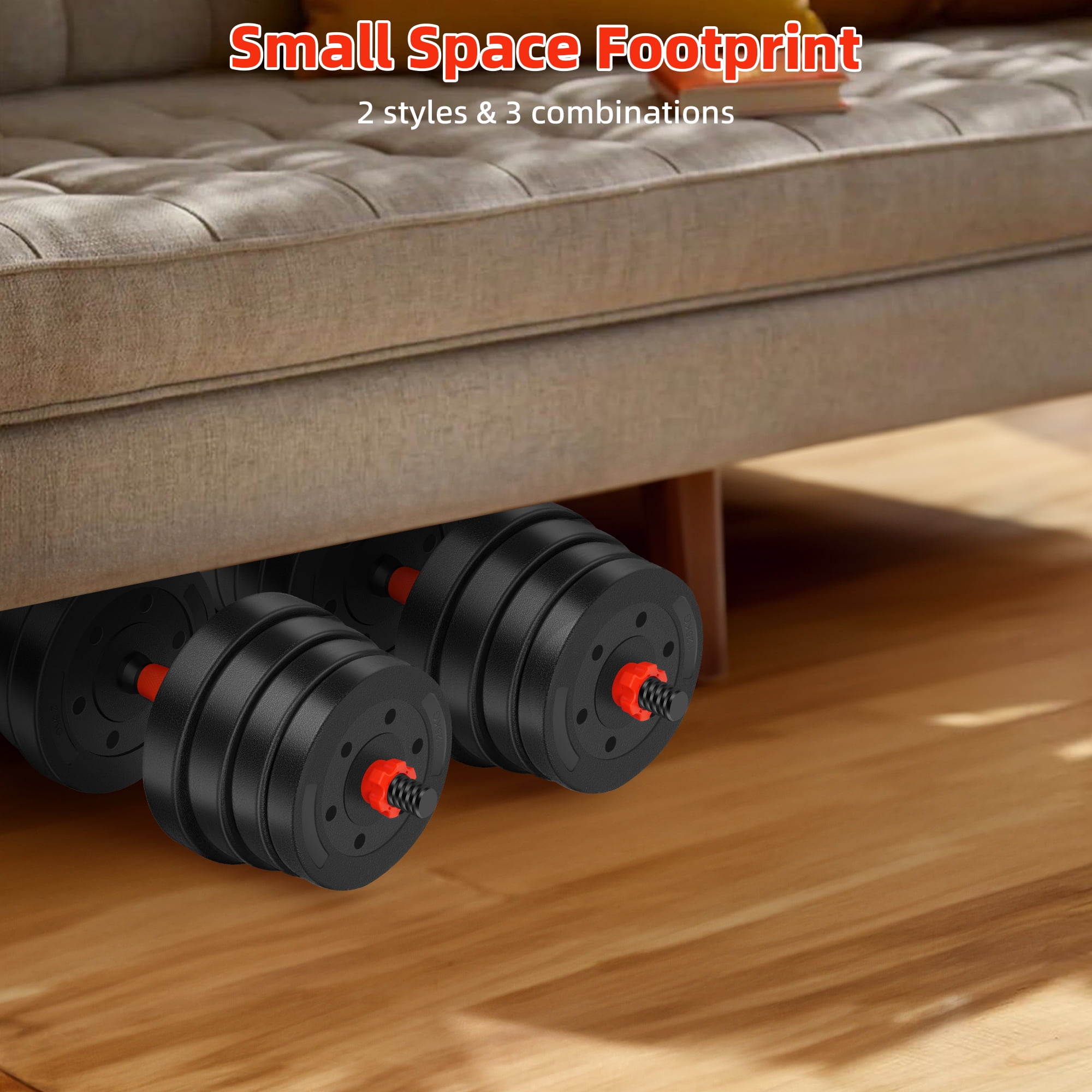 ARVAKOR 66 LBS Adjustable Dumbbell Set, Free Weights Dumbbells Set for Workout, Black - Image 7