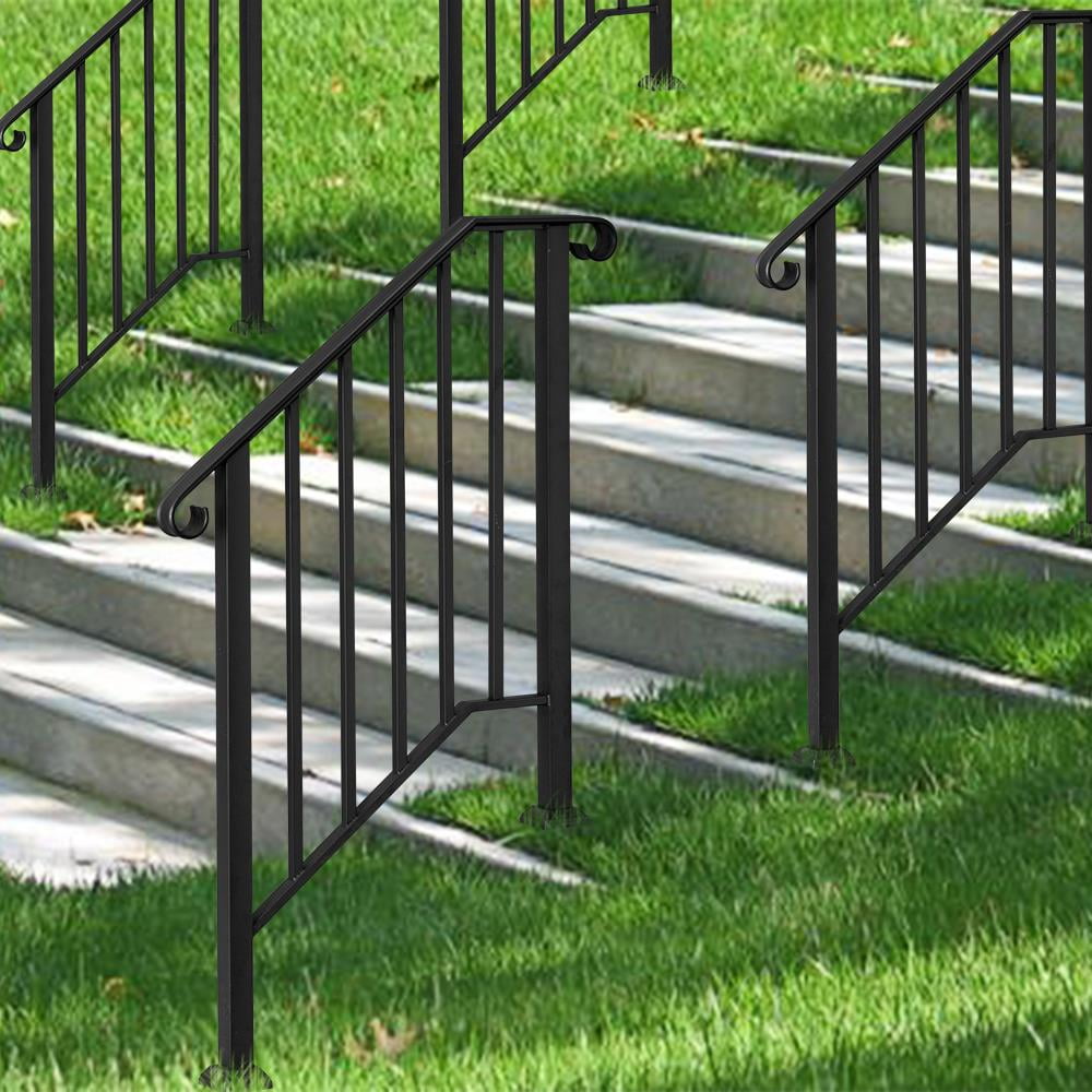 Zimtown Handrail for Stairs Fits 2 or 3 Steps Outdoor Stair Railing Picket Black Wrought Iron Handrail - Image 13