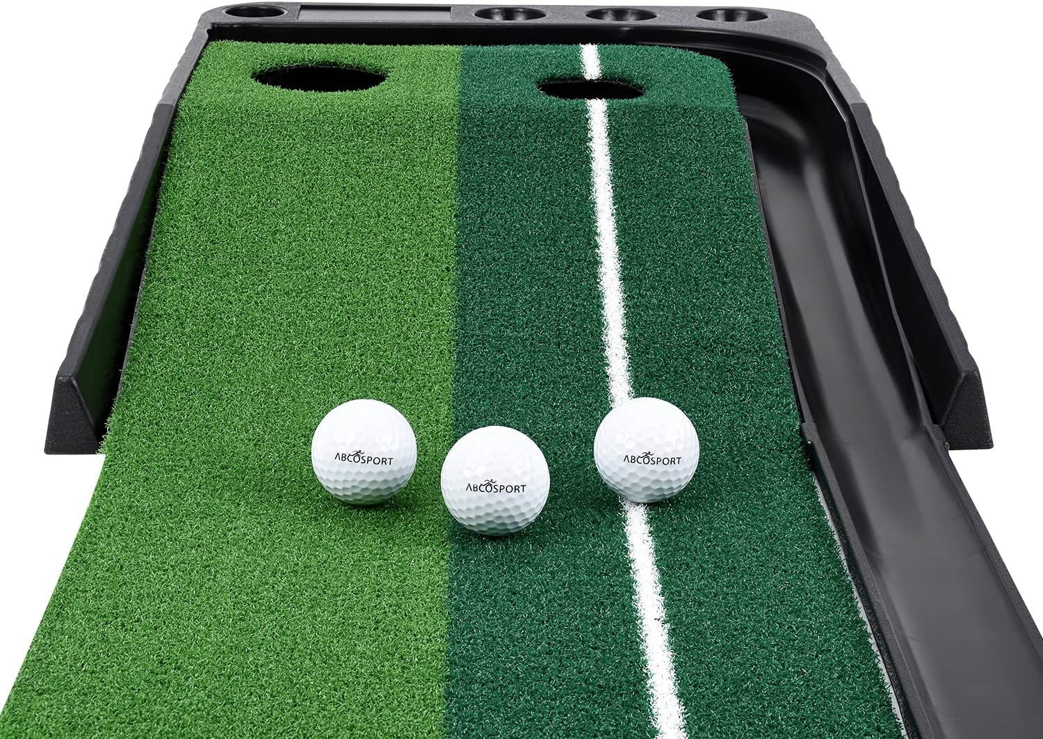 Abcosport Indoor Golf Putting Practice Mat – Auto Ball Return Function – Life-Like Portable Golf Court Real-Like Grass – Extra-Long Golf Mat – 3 Bonus Balls - Image 3