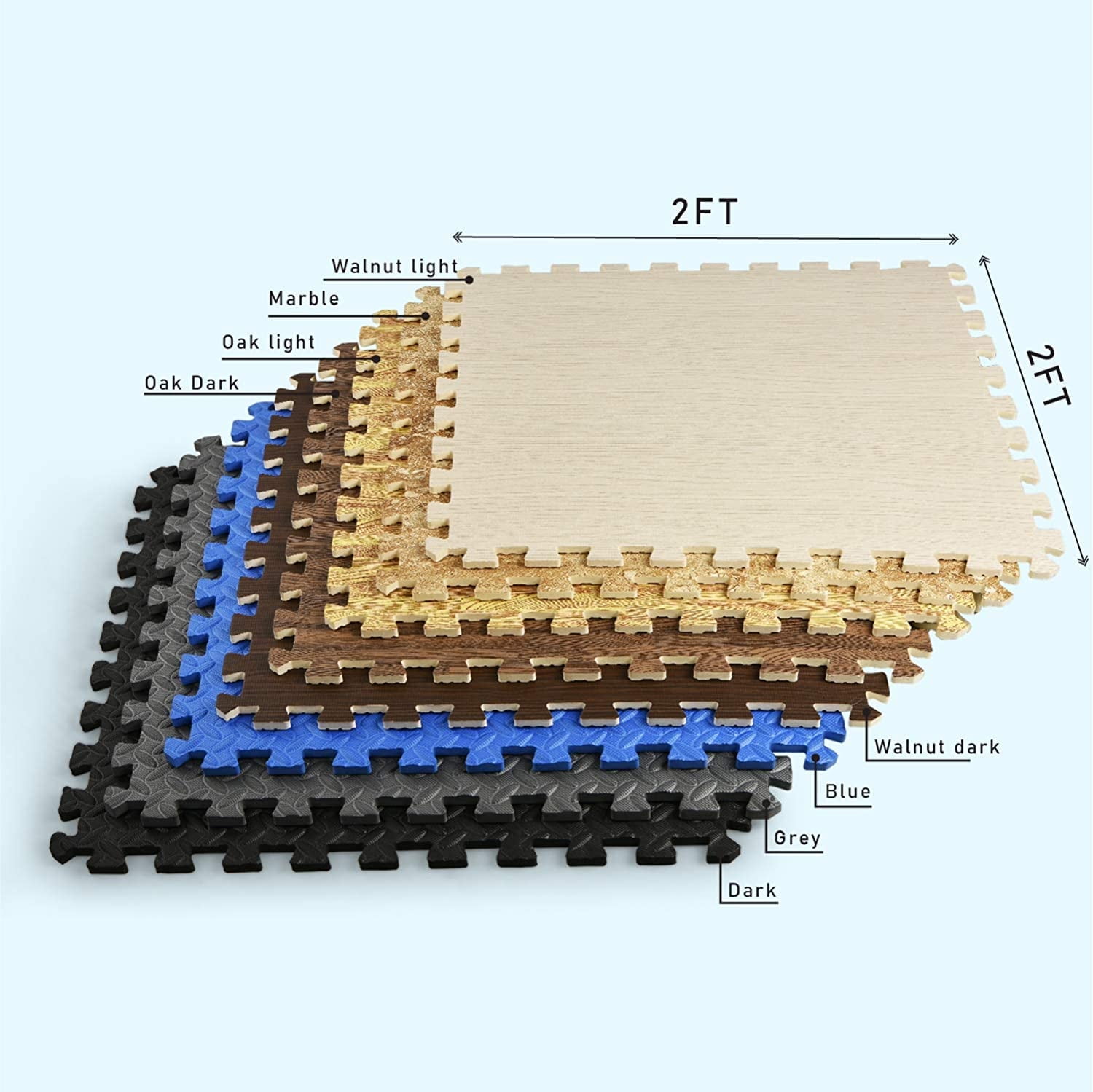 Yes4All 12 pcs Interlocking Exercise Foam Mats, Cover 48 sqft, 3/8 inch, Walnut Wood Dark Color - Image 5