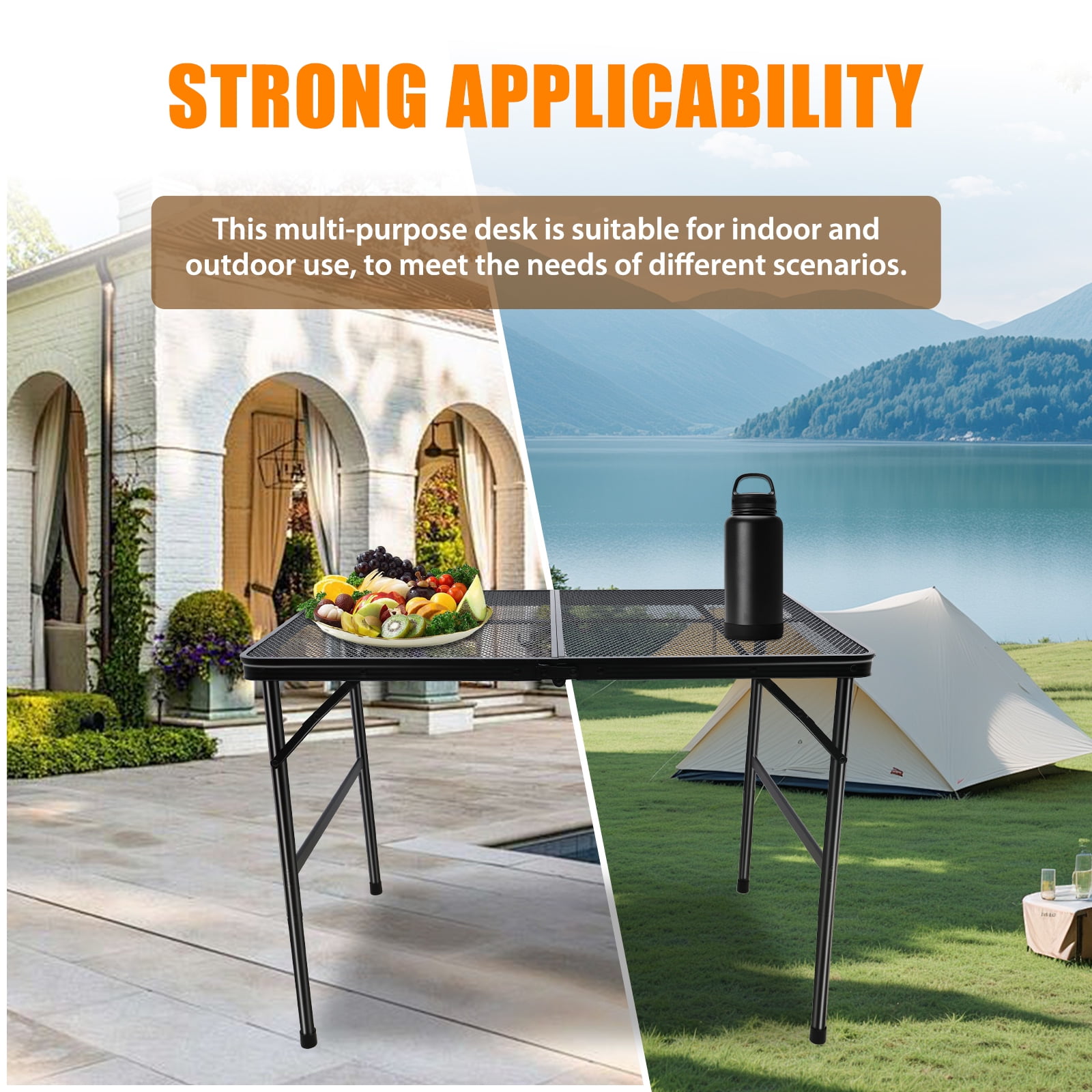 Folding Grill Table, Camping Table with Adjustable Height, Large Storage Bag and Carrying Bag, Portable Aluminum Table for Indoor & Outdoor Picnic BBQ Backyards Beach - Image 17