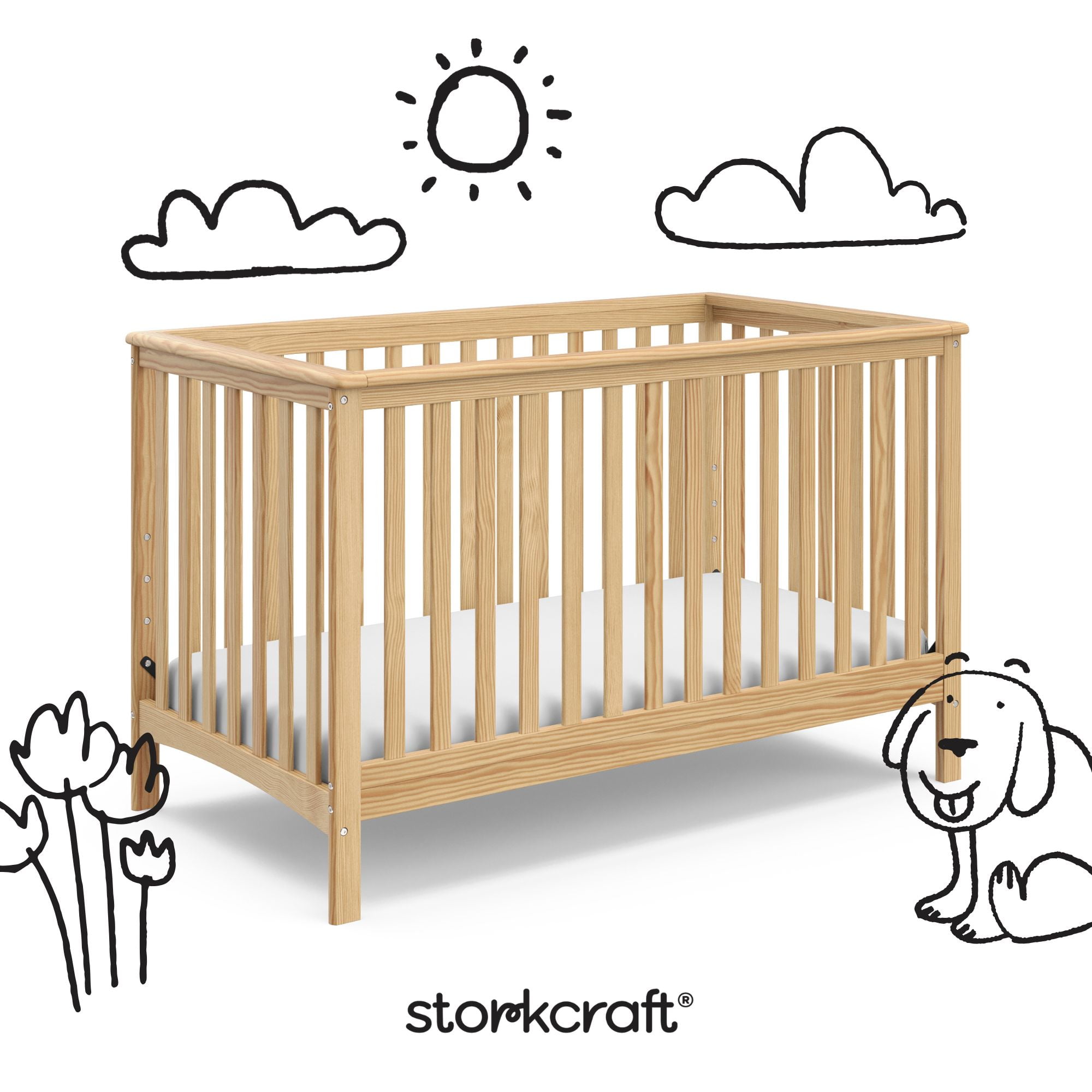Storkcraft Hillcrest 4-in-1 Convertible Baby Crib, Natural - Image 11