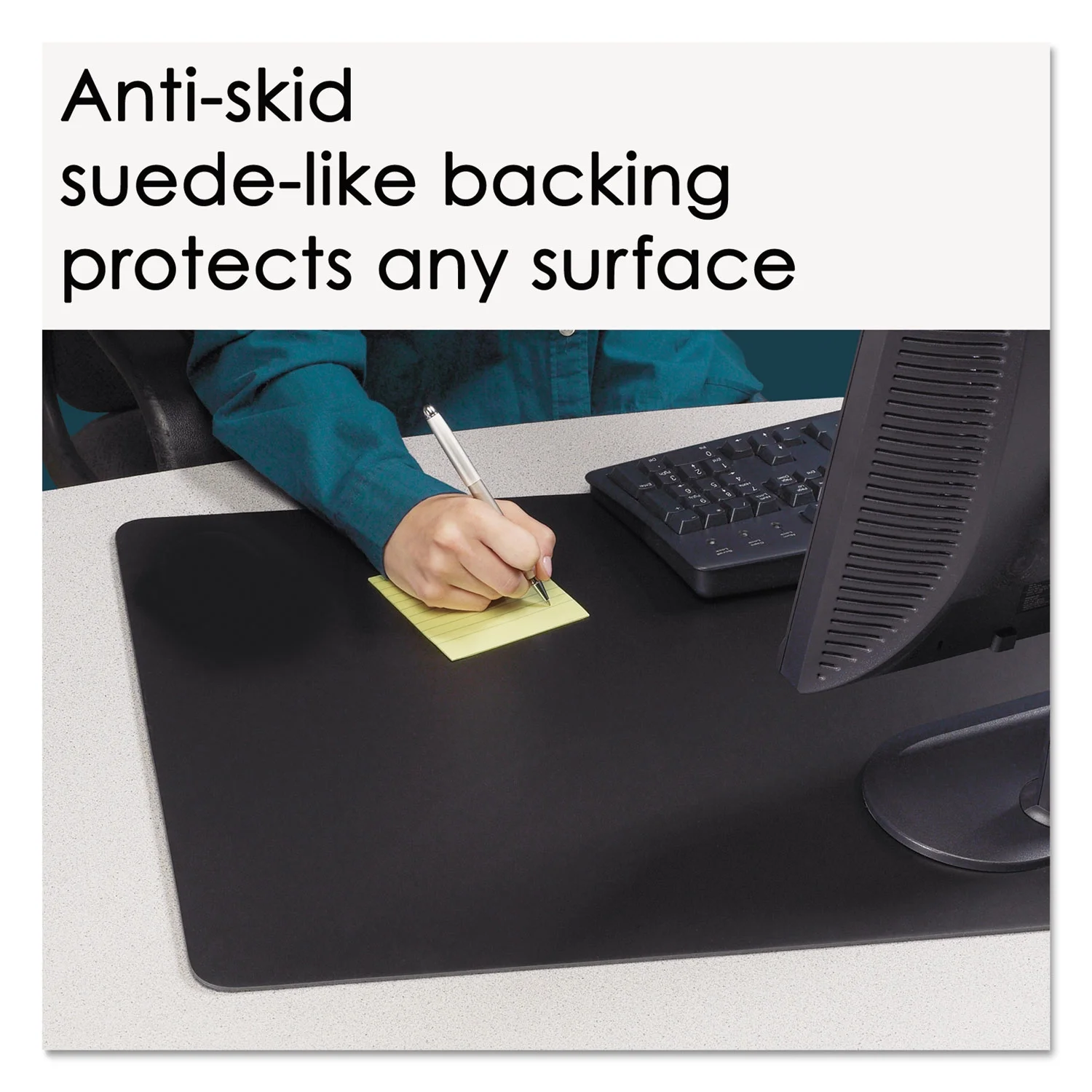 Artistic LT81-2MS Rhinolin II 36 in. x 24 in. Desk Pad with Antimicrobial Protection - Black - Image 8