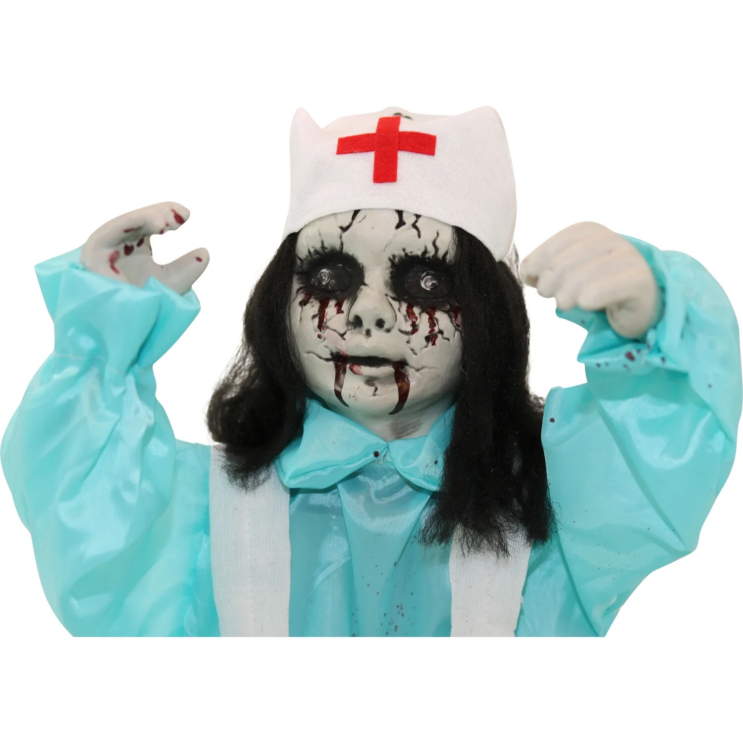 Haunted Hill Farm 1.8 ft Animatronic Nurse Carrie, Halloween Animatronic Outdoor Decoration, HHMNNURS-1FLS - Image 6