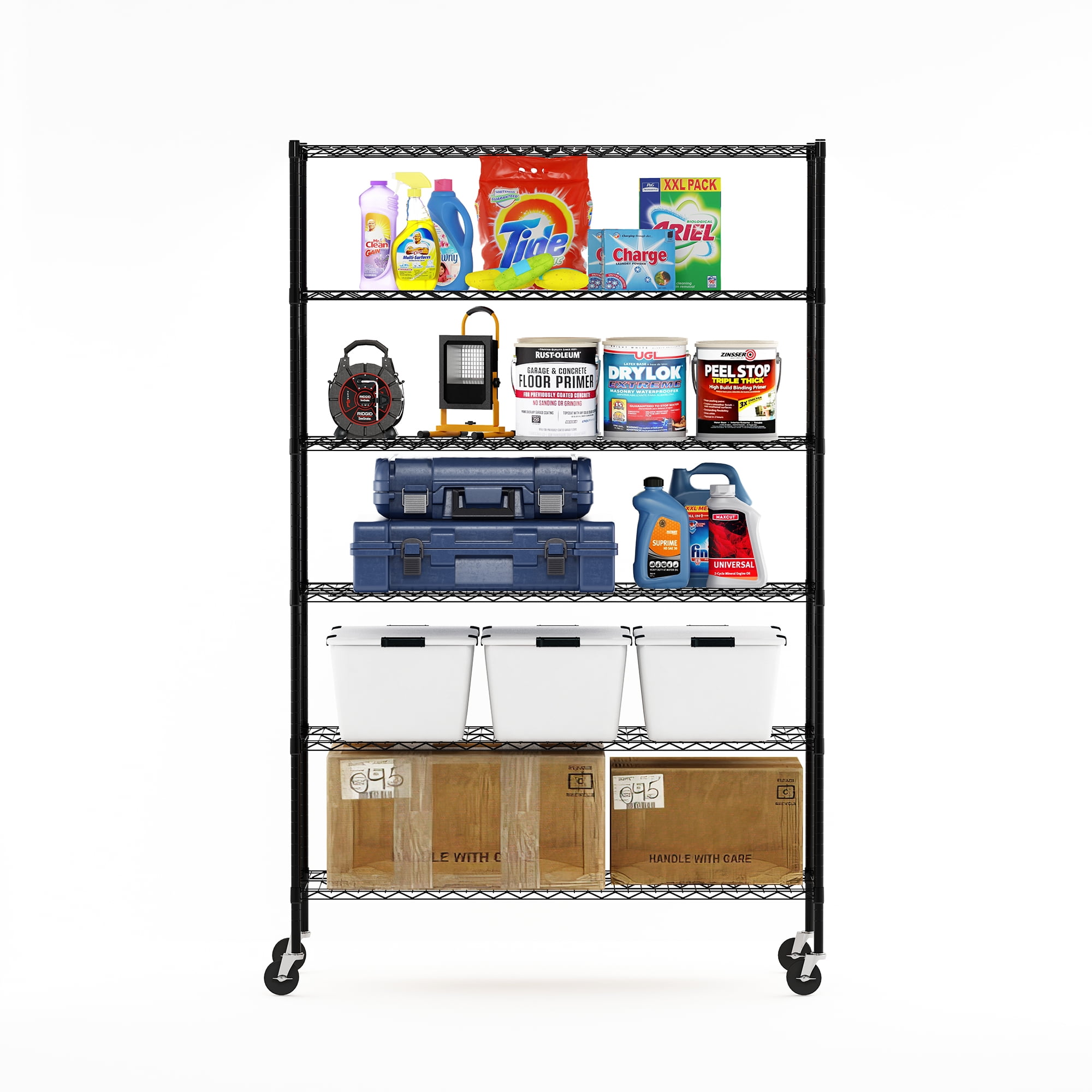 Furinno Wayar 6-Tier Metal Storage Shelf Rack, 48 x 18 x 78, Black - Image 4