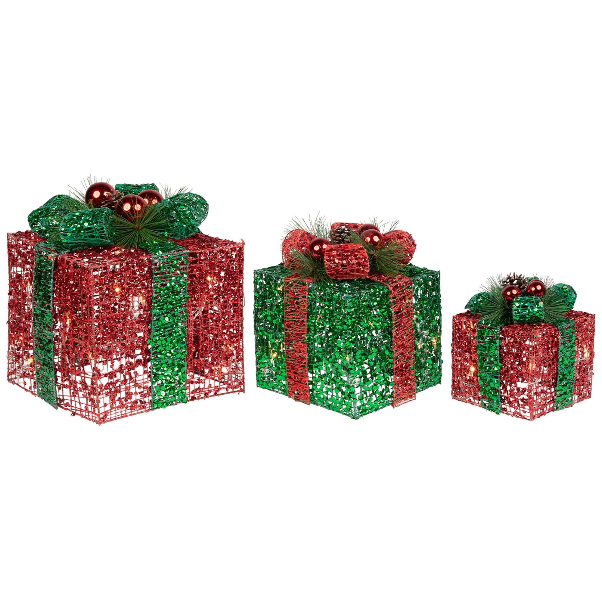 Northlight LED Lighted Glitter Threaded Gift Boxes Outdoor Christmas Decoration - Set of 3 - Image 5