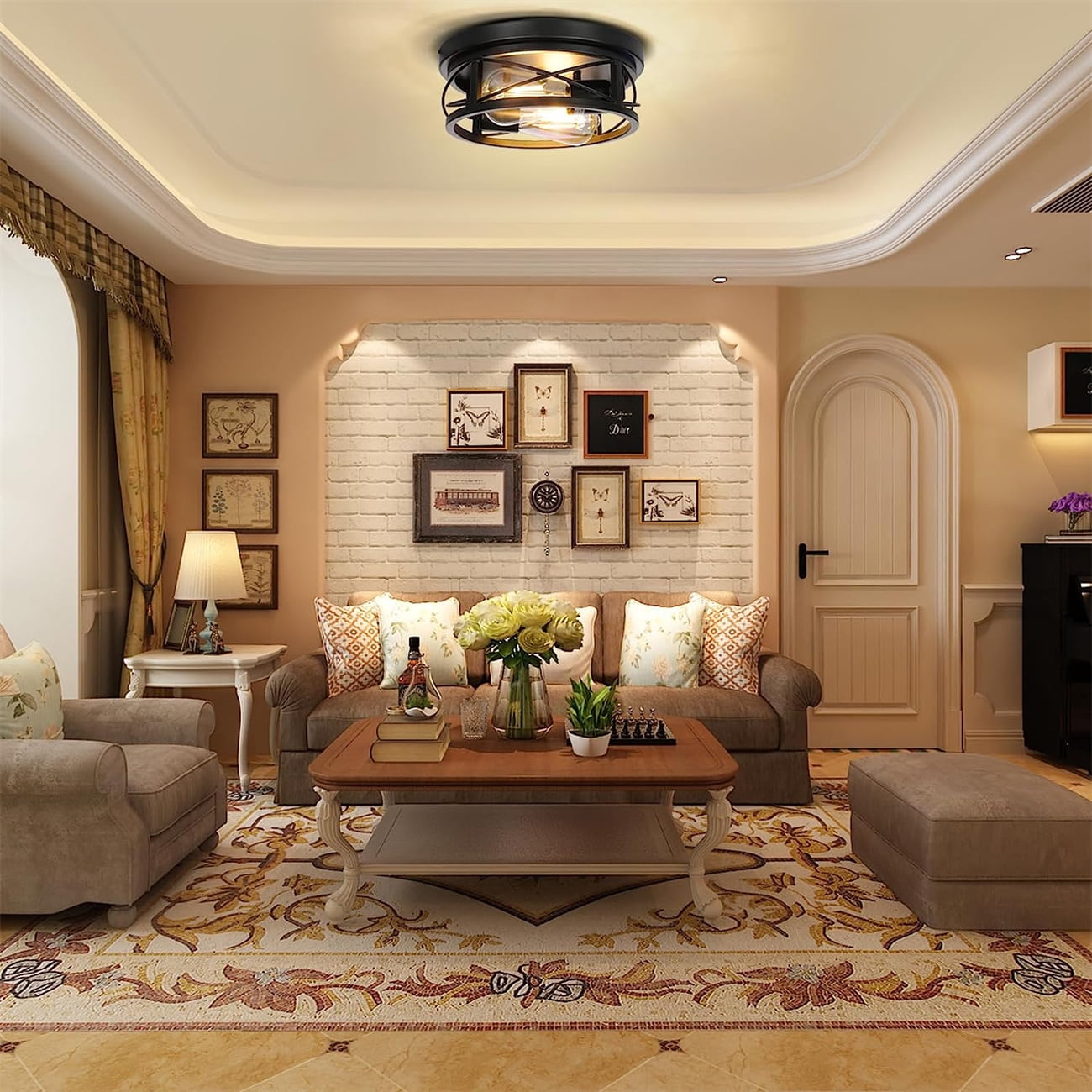 2 Pack Farmhouse Flush Mount Ceiling Light Ceiling Light Fixtures Industrial Flush Mount Ceiling Light for Hallway, Kitchen, Foyer, Bedroom Living Room Laundry - Image 7