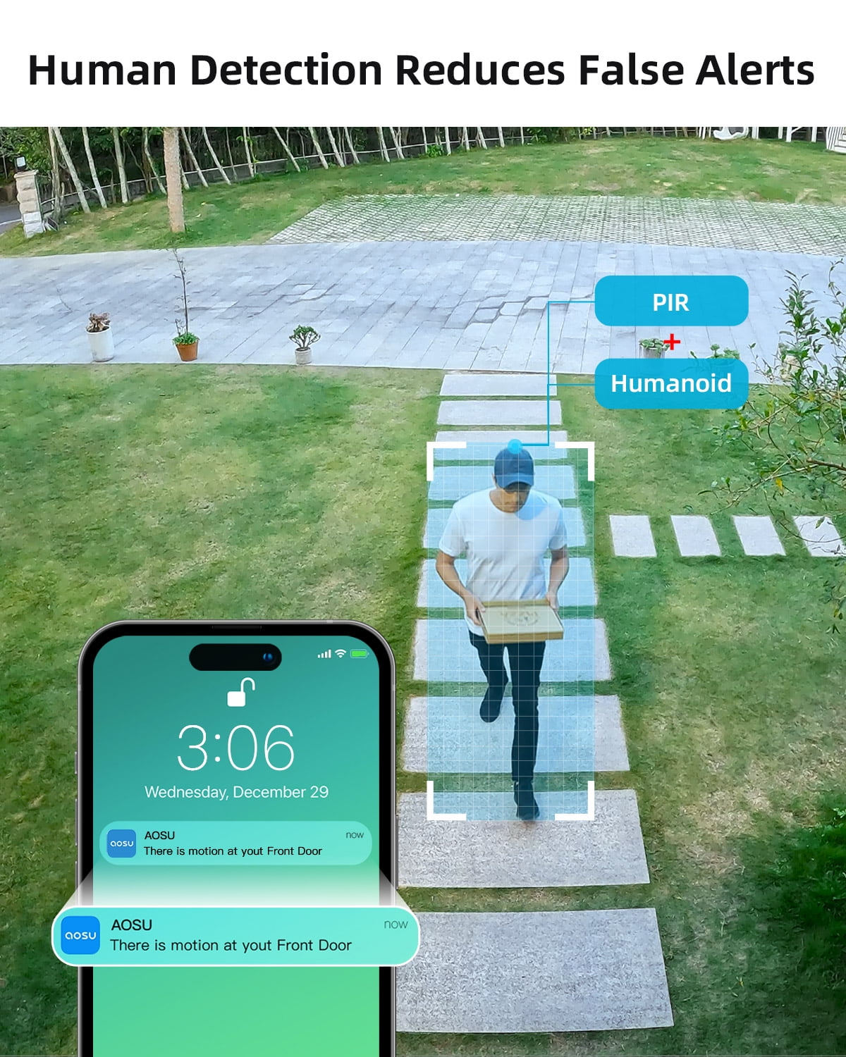 AOSU Solar Wireless Outdoor Security Cameras, 2K/3MP Home Security System, 2 Camera Kit with 166° Ultra-Wide View, Solar Powered, Spotlight, Night Vision, No Monthly Fee, 32G Local Storage - Image 7