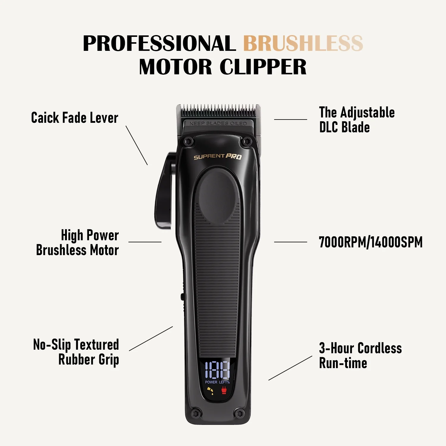Professional Hair Clippers for Men - High Torque Brushless Motor & DLC Coated Detachable Blade - Cordless Hair Trimmer Set for Barbers with Charging Base - Premium Gift Hair Clipper Kit - Image 9