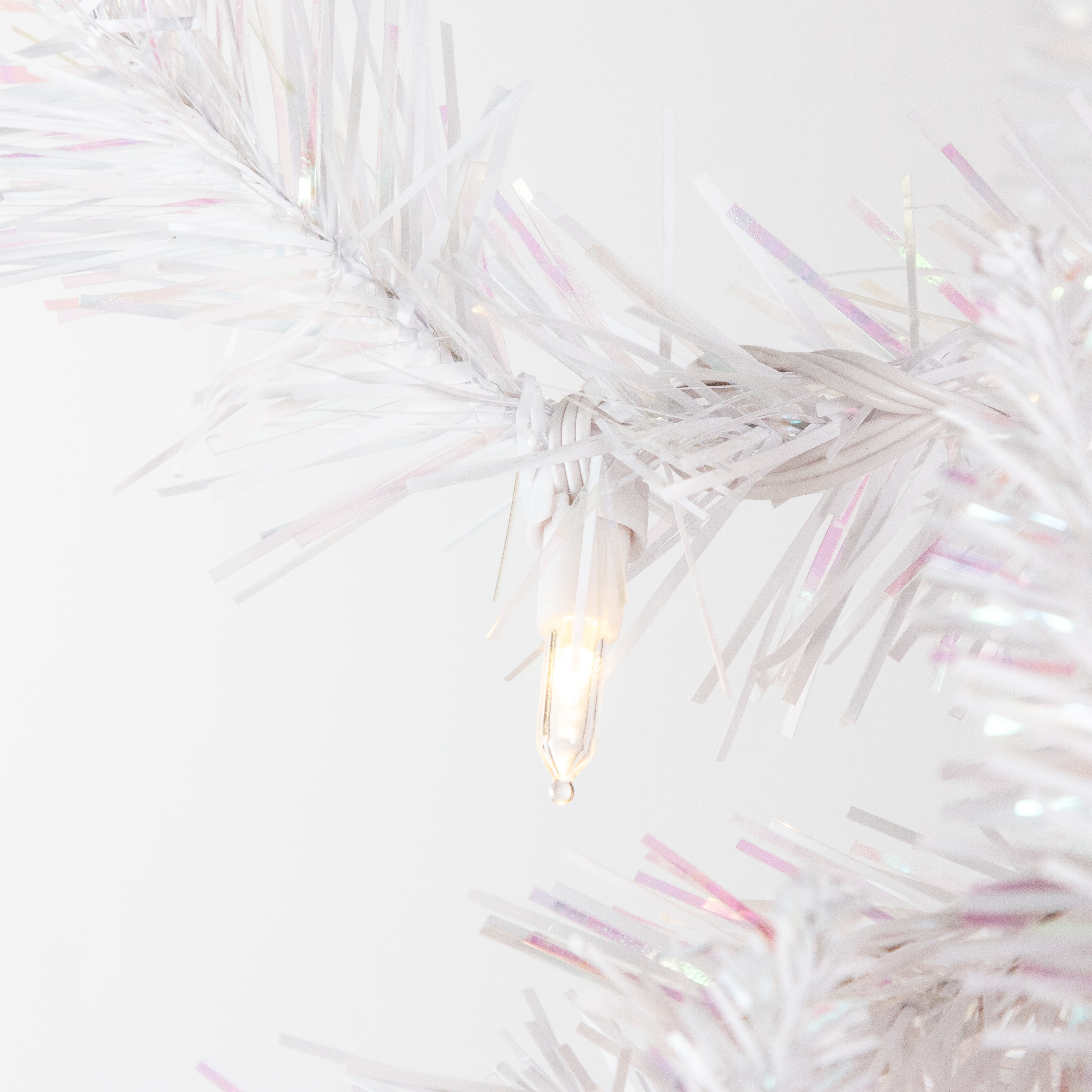 7.5 ft. Pre Lit Clear Incandescent White Tiffany Tinsel Tree - Image 4