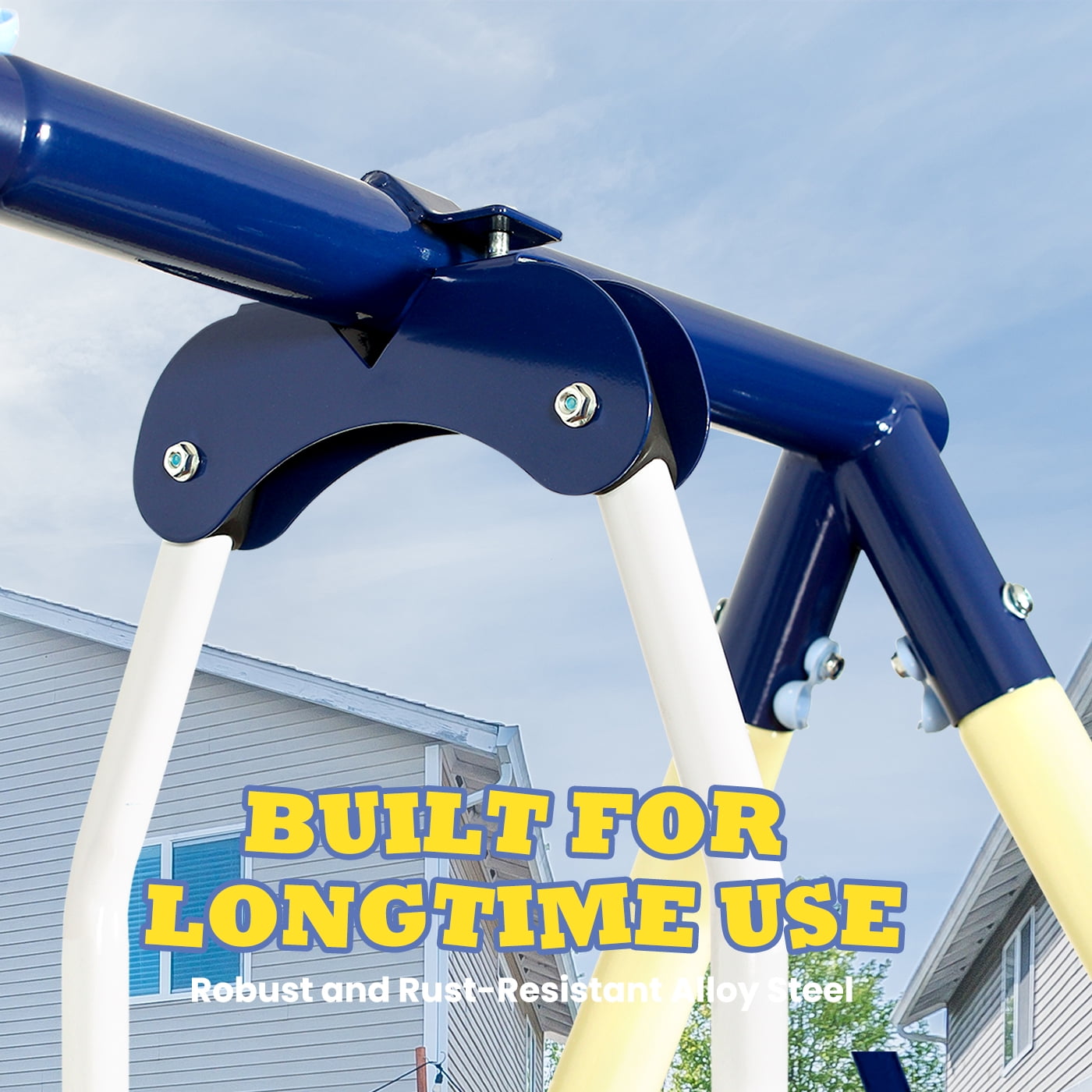 5-in-1 Outdoor Swing Set with Slide, Detachable Trampoline, Swings & Glider, Swing Set for Outside for Kids - Image 8