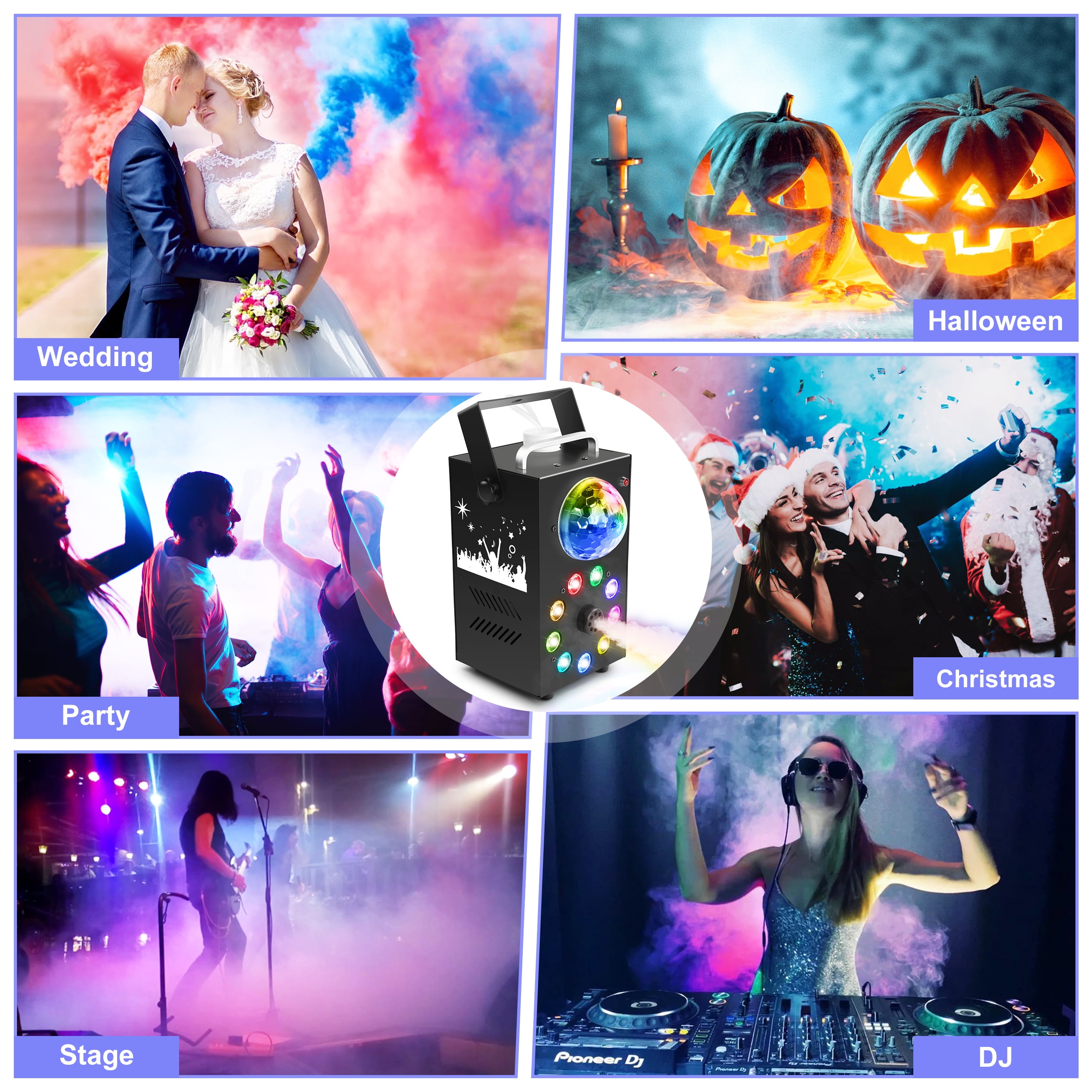 Halloween Fog Machine 700W Smoke Machine with Controllable 9 LED Color Lights and Disco Ball Lights for Christmas Wedding Party - Image 7