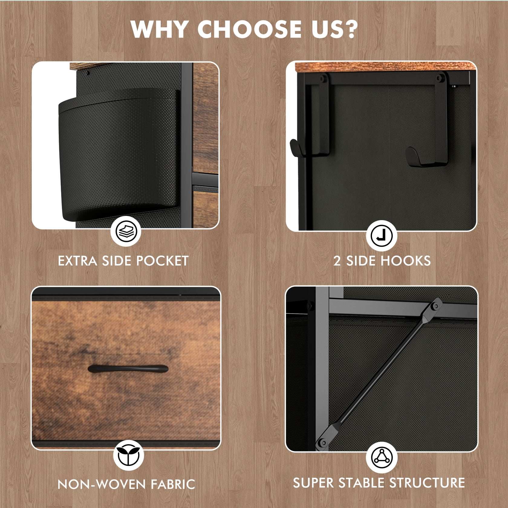 Aowos 12 Drawer Fabric Dresser for Bedroom, Chest of Drawer Organizer Storage Cabinet for Closet, Entryway, Brown - Image 7