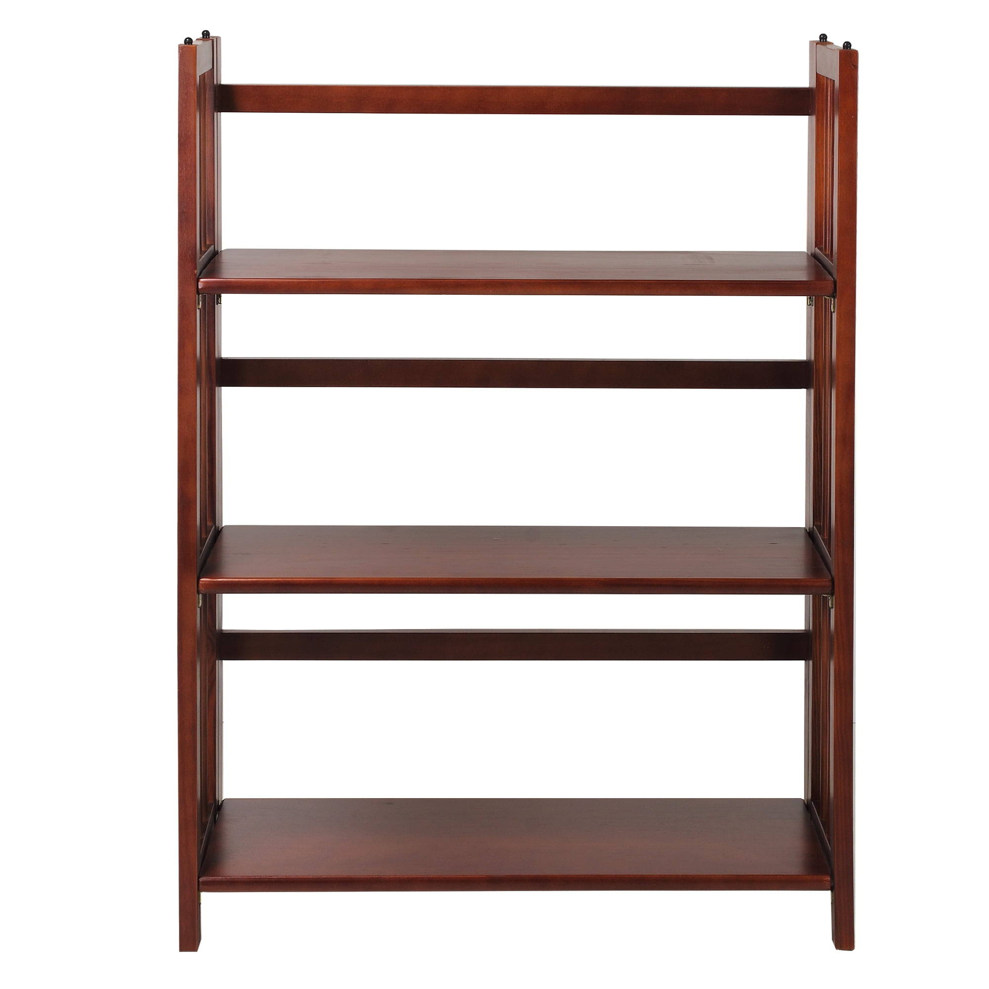 3-Shelf Folding Stackable Bookcase 27.5" Wide-Walnut - Image 11