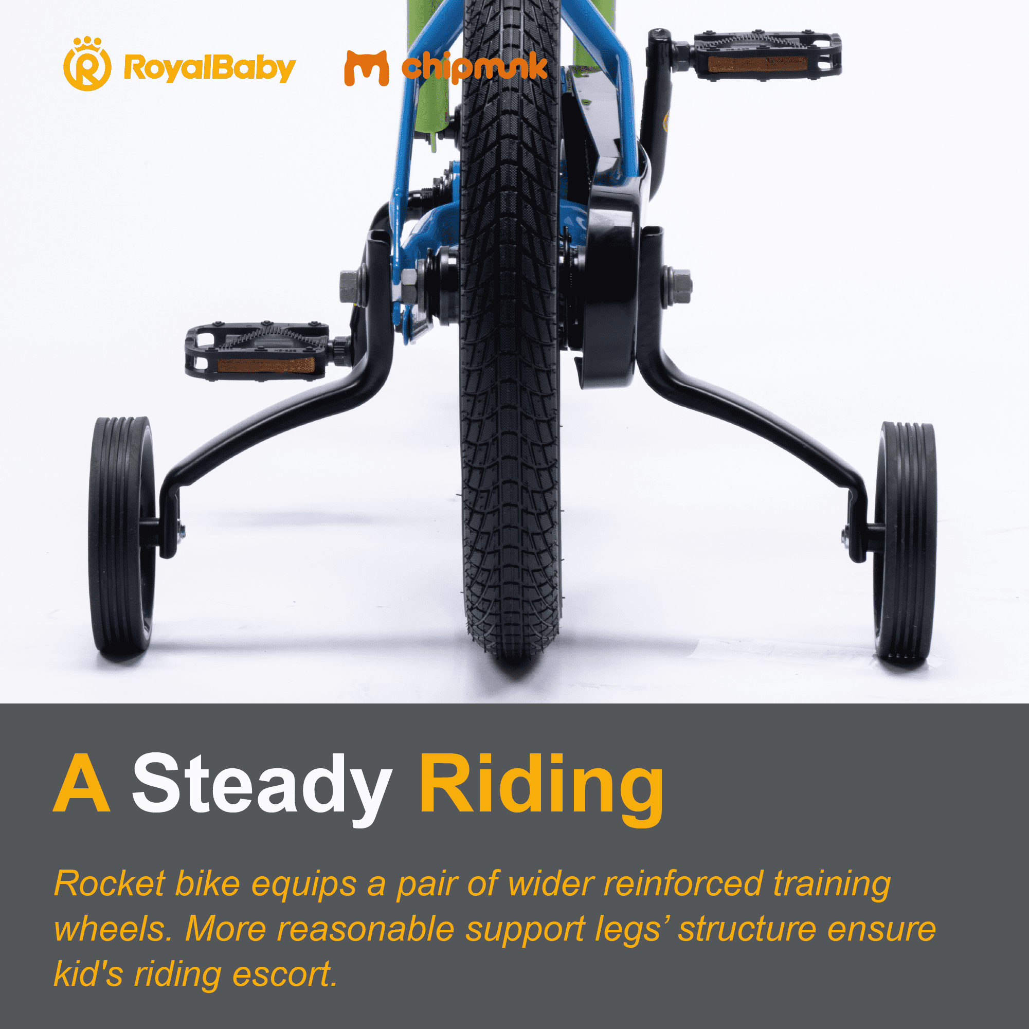 RoyalBaby Rocket 16 inch Bicycle with Training Wheels for Toddlers, Unisex, Ages 5-8 Years, Blue - Image 12