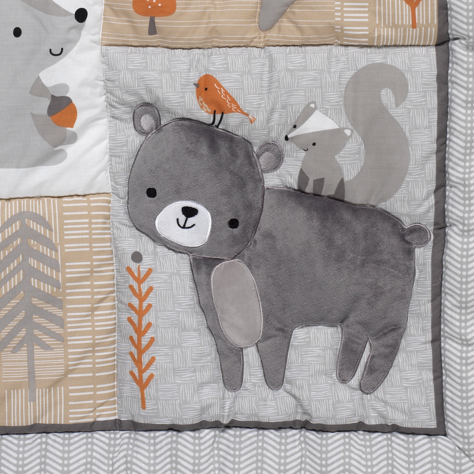Bedtime Originals Acorn 3-Piece Crib Bedding Set - Gray, Animals, Woodland - Image 3