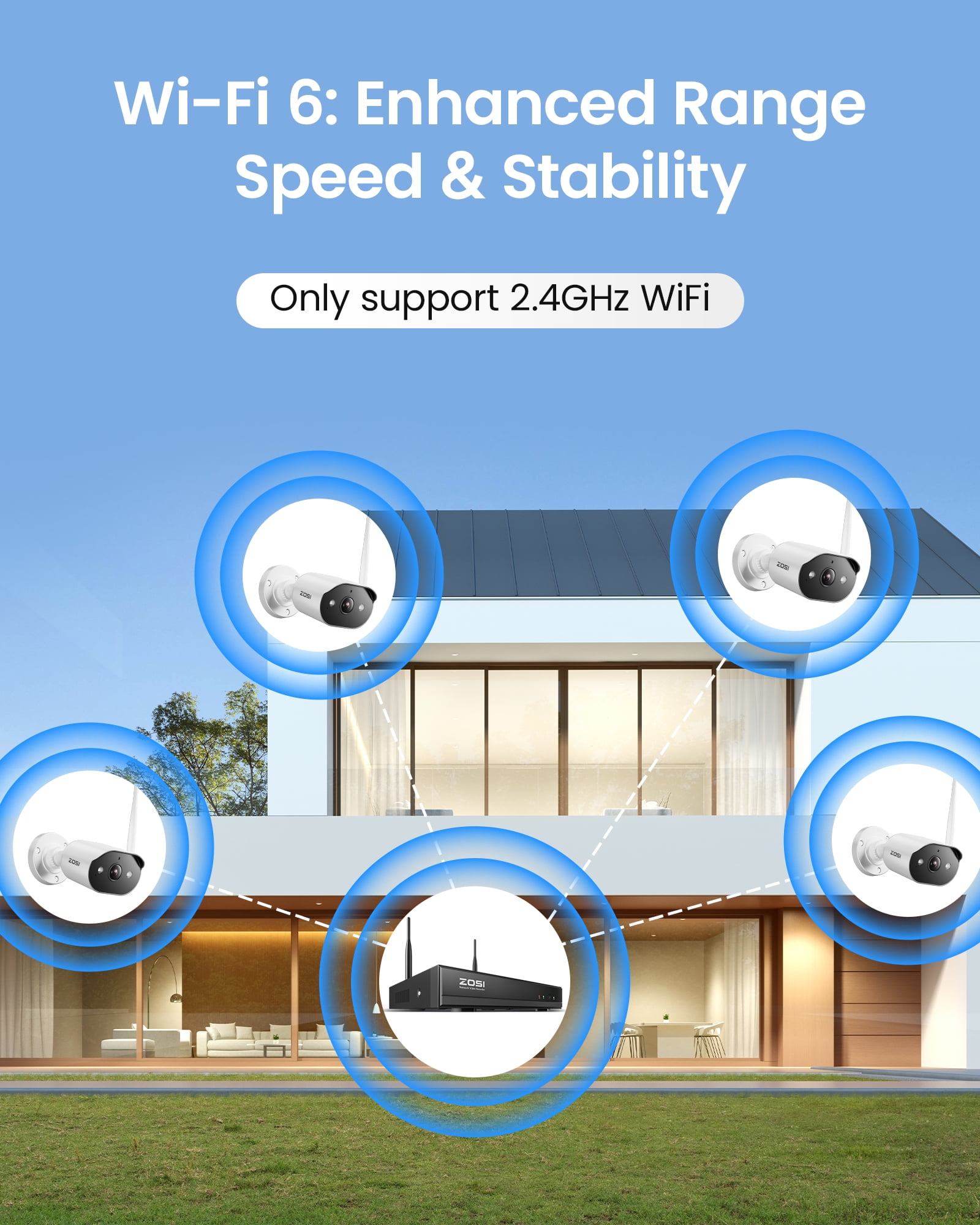 3MP Security Camera System with Audio, ZOSI 8CH Wi-Fi Security Camera System, 2K Outdoor with Color Night Vision,2TB HDD for 24/7 Recording, Smart Home Security - Image 8