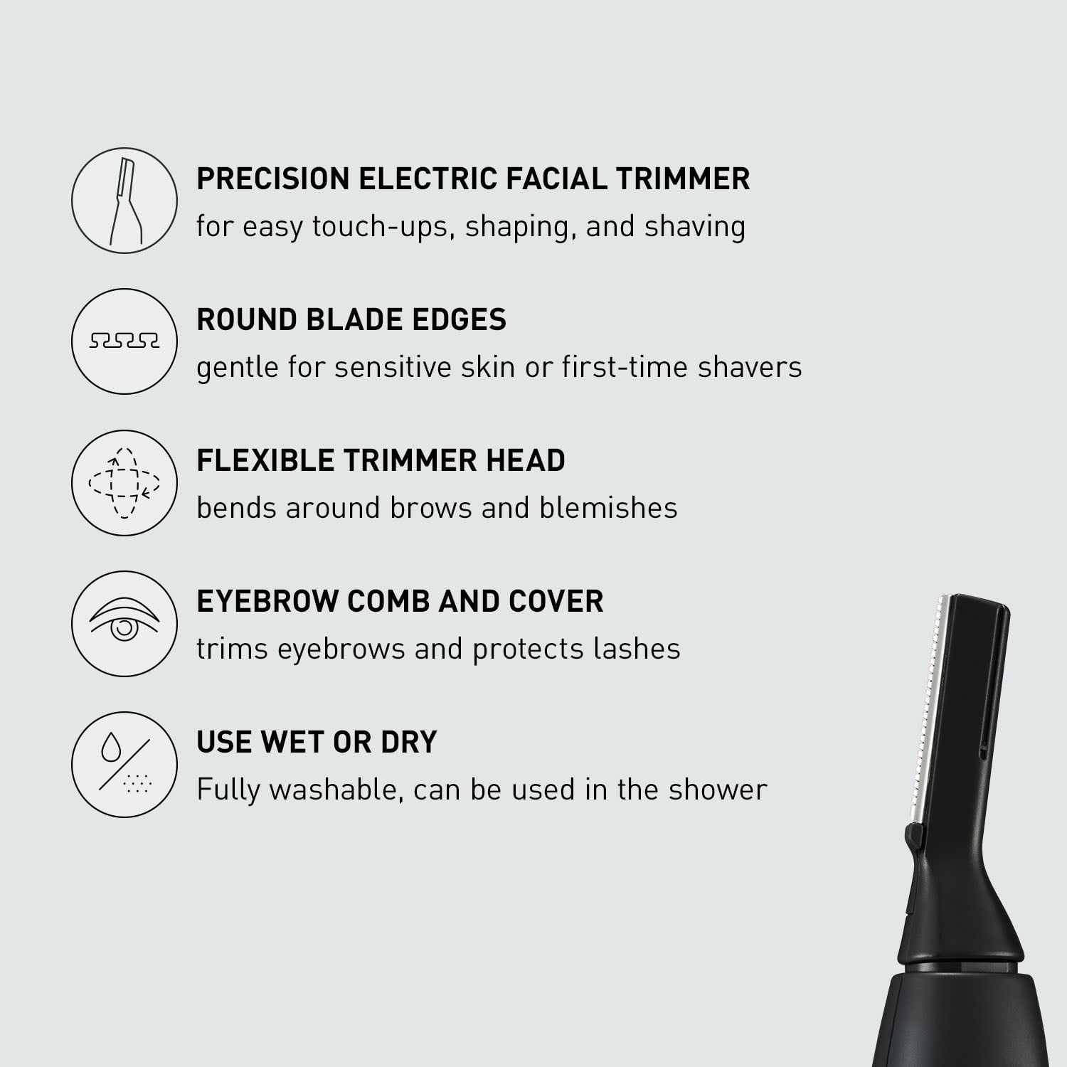 Panasonic Wet/Dry Facial Hair Trimmer for Unisex with 2 Attachments, Battery Powered - ER-GM40-K - Image 4