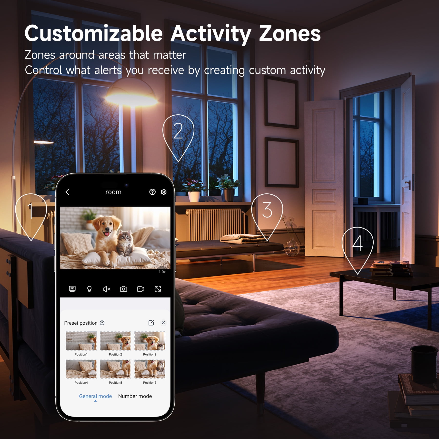 Losei 1080P Indoor WiFi PTZ Security Camera, Detection for Baby and Pet Monitor, 360-Degree for Home Security,Smart Motion Tracking,2 Way Audio, Night Vision, Compatible with Alexa - Image 4