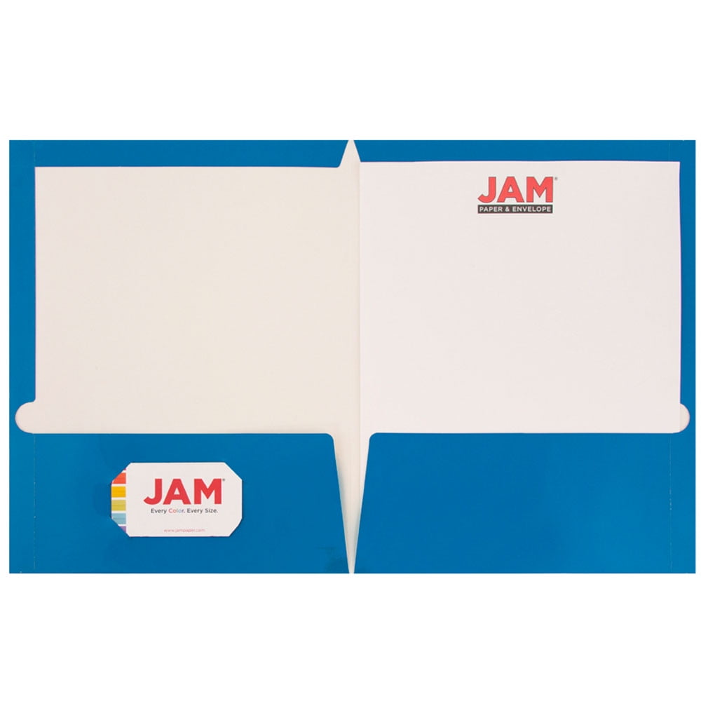 JAM Paper Glossy Two Pocket Folders, Blue, 100/Pack - Image 4