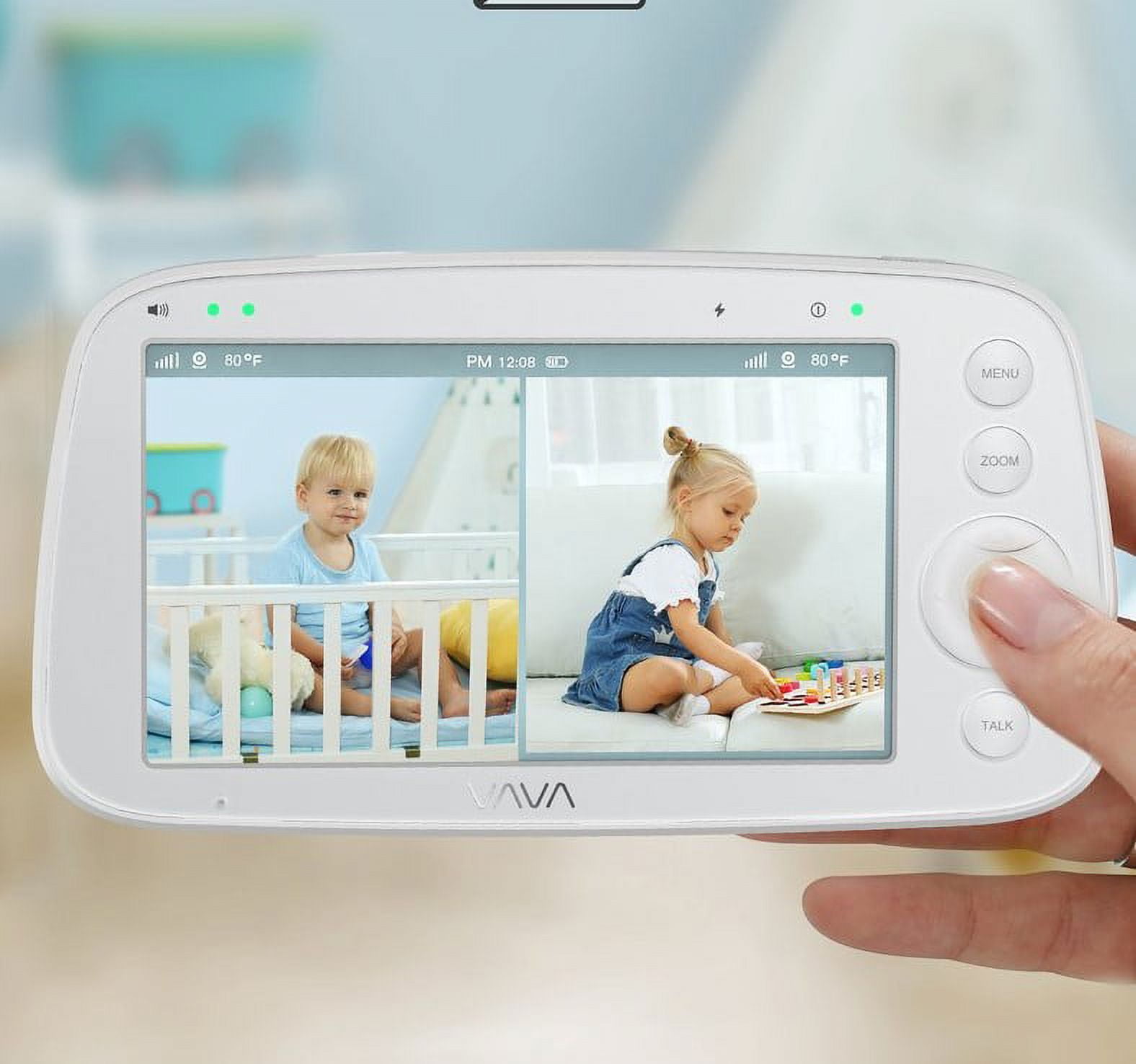 VAVA 5" 720P HD Baby Monitor with 2 Cameras, Night Vision, Zoom/Pan/Tilt, 2-Way Audio, White-New - Image 6