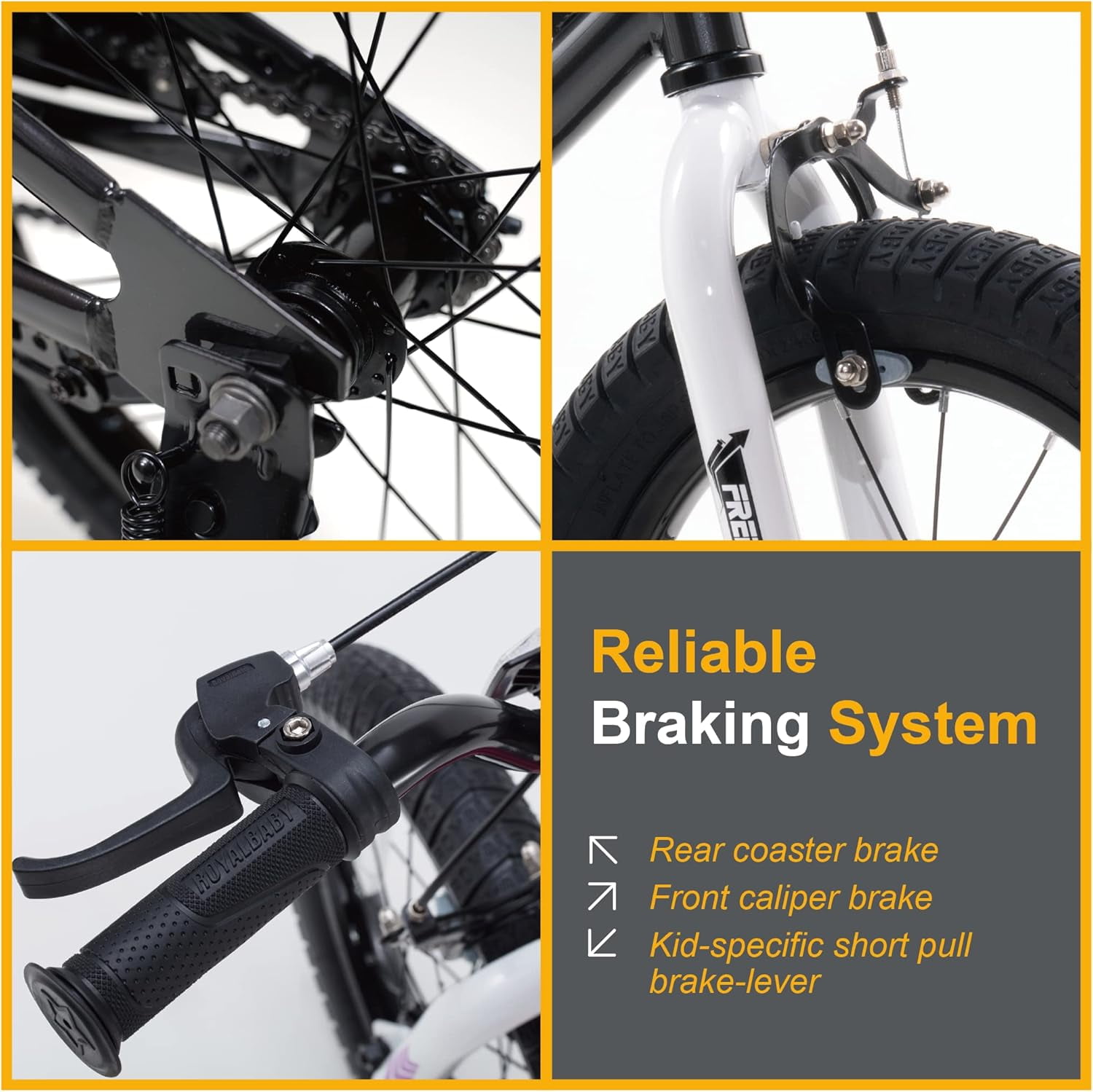 Royalbaby Freestyle 18" Kids Bicycle for Boys Girls, Ages 6-9 Years, Black - Image 5