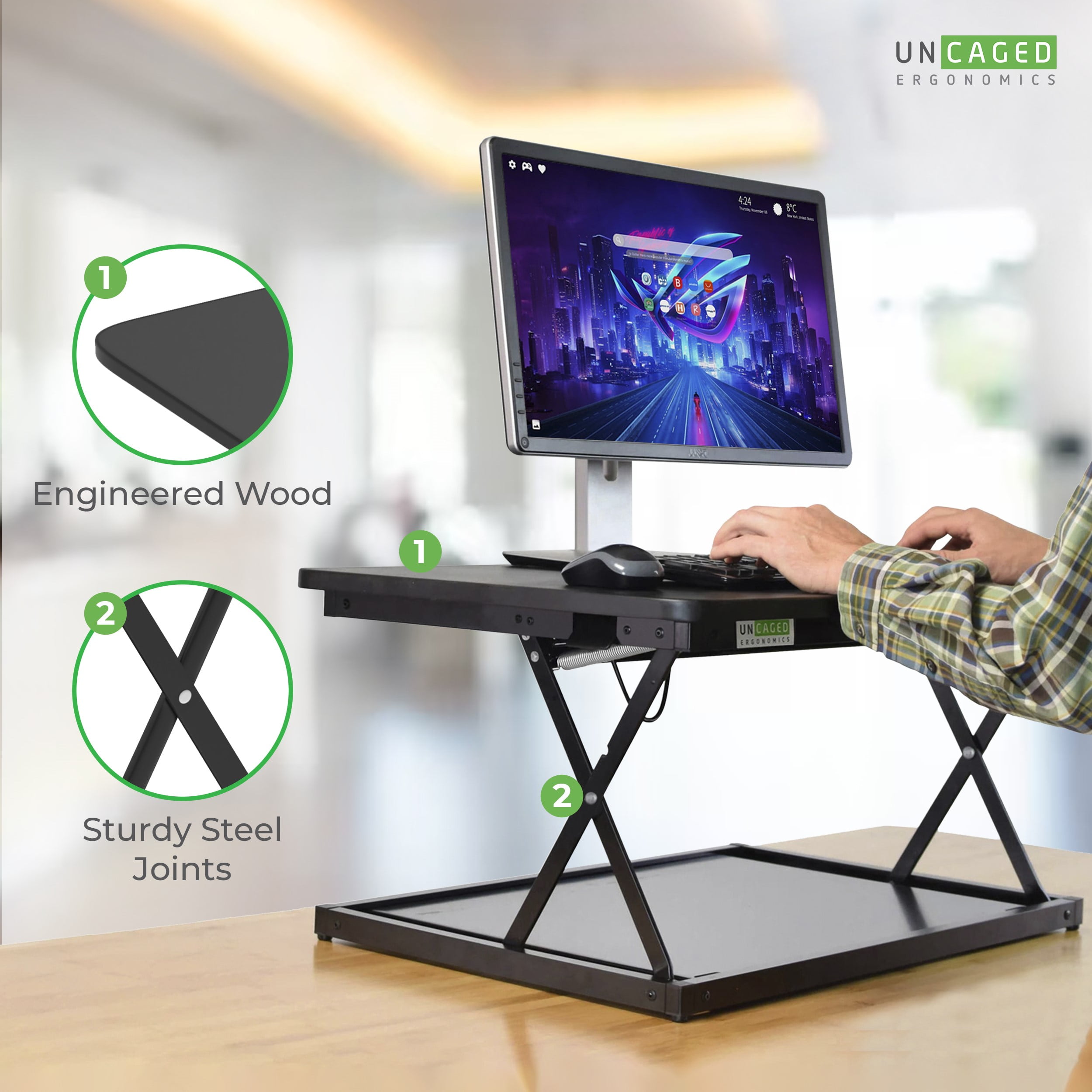 Mini Adjustable Standing Desk Converter – Portable Sit to Stand Desk Riser for Laptops and Monitors with 27.5"x19.5" Desktop Surface and 4 Height Settings - Image 6