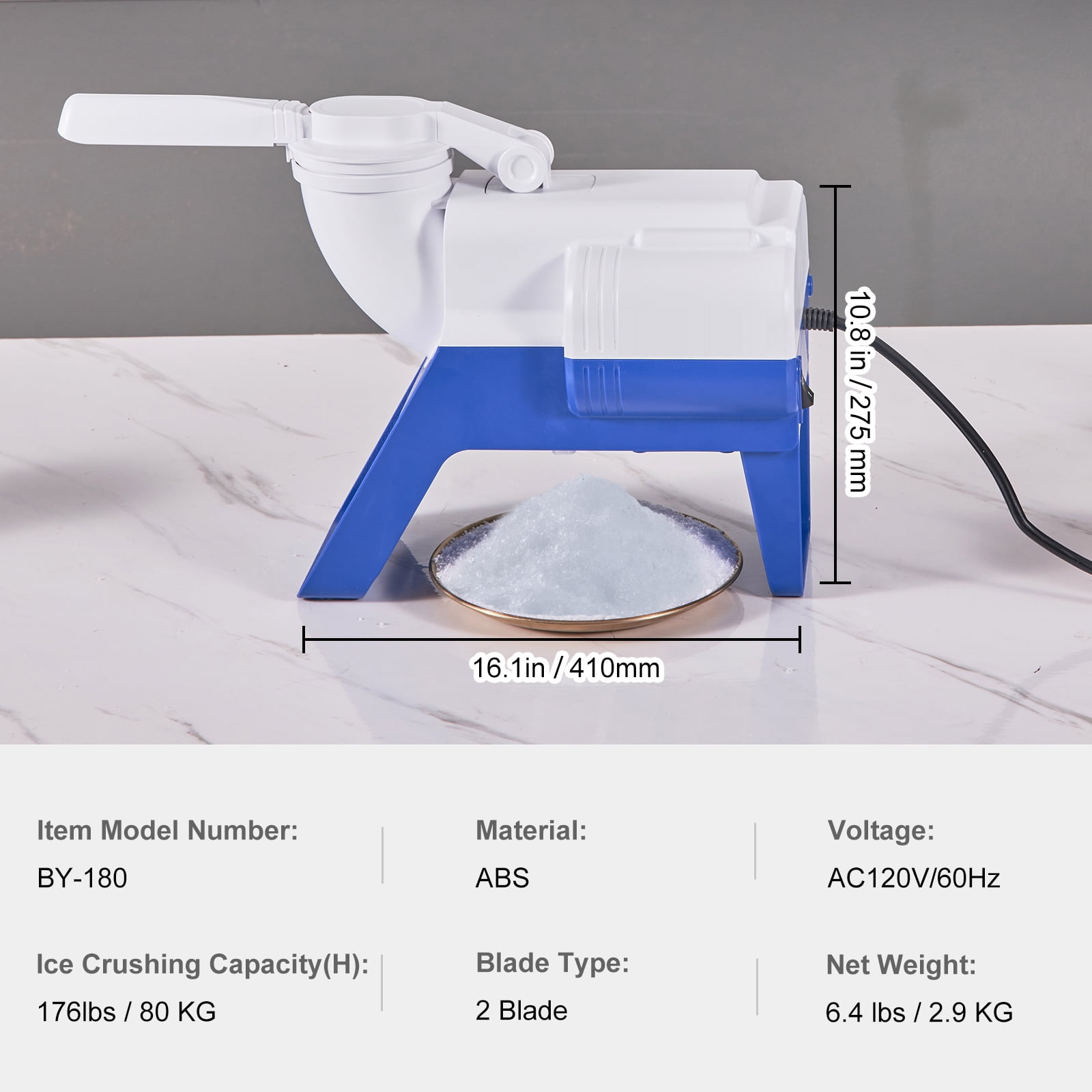 VEVOR Electric Ice Crusher Machine 176lbs/Hr Snow Cone Maker Shaved Ice 220W - Image 7