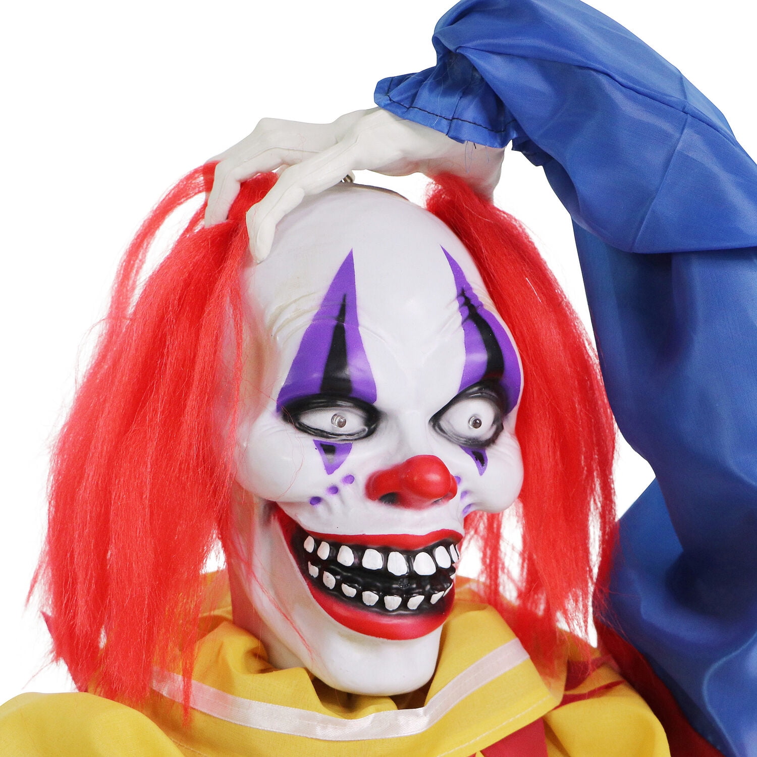 Haunted Hill Farm 20" Animatronic Pop-Up Talking Clown Head with Light-Up Eyes for Scary Halloween Tabletop Decoration, HHCLOWN-29FLSA - Image 10