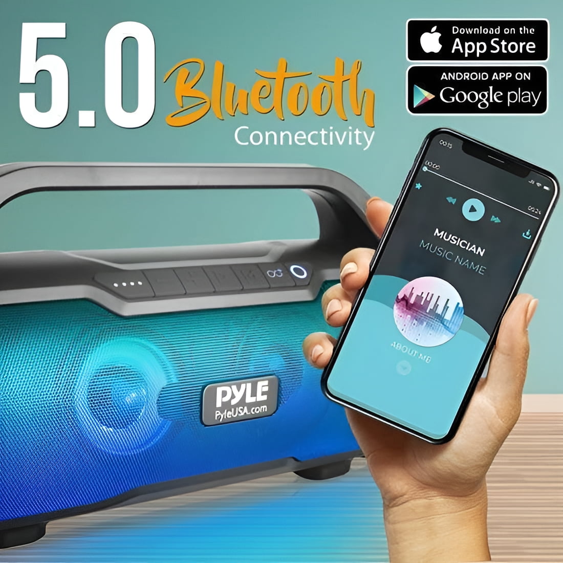 Pyle PBMWP185 500 Watt Portable Bluetooth Wireless BoomBox Speaker - Image 9